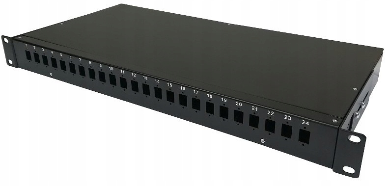 Optický přepínač 24xSC simplex 24xLC duplex s otvíráním 1U Černý