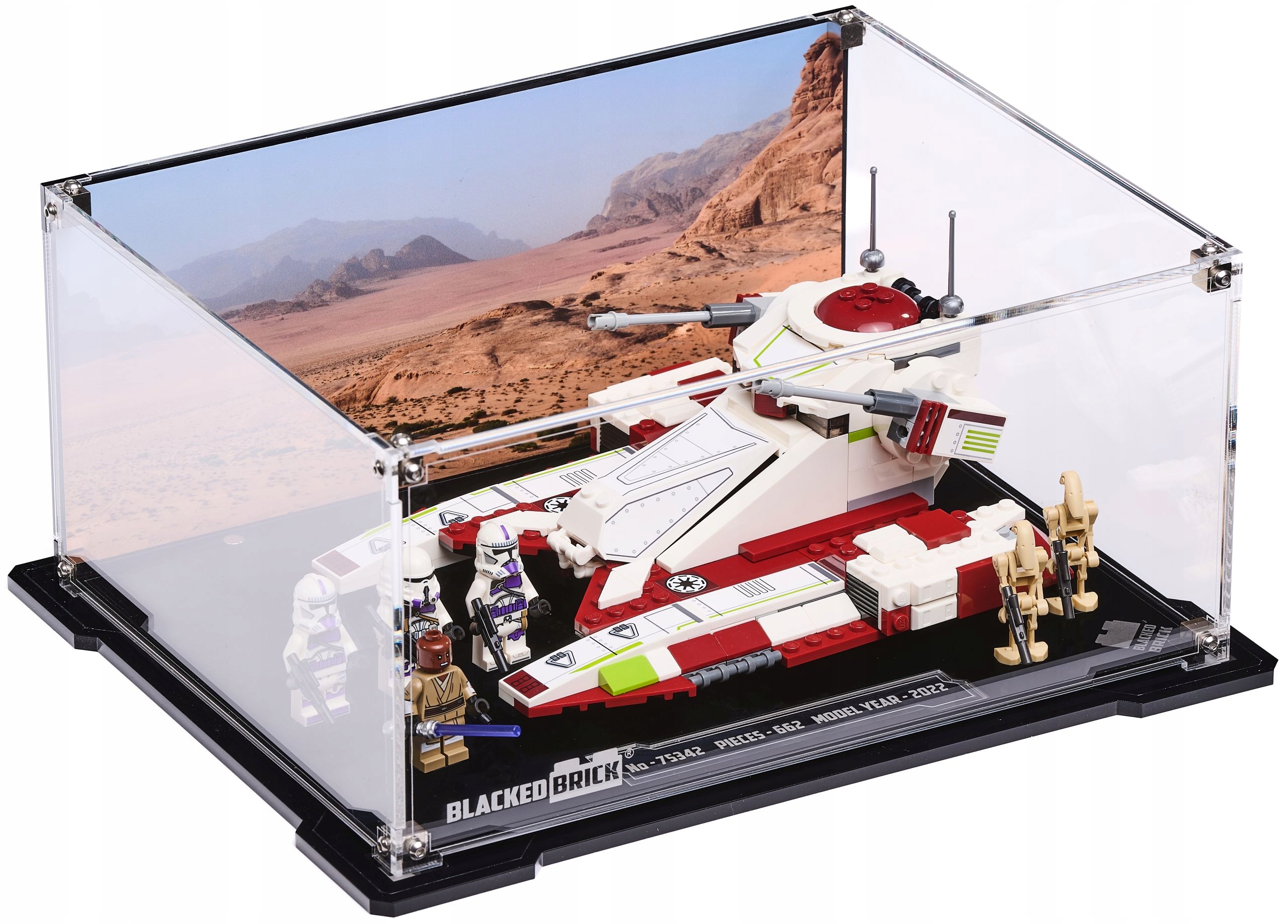Vitrína s pozadím Blacked Brick pro Lego Star Wars 75342 Bojový tank republiky