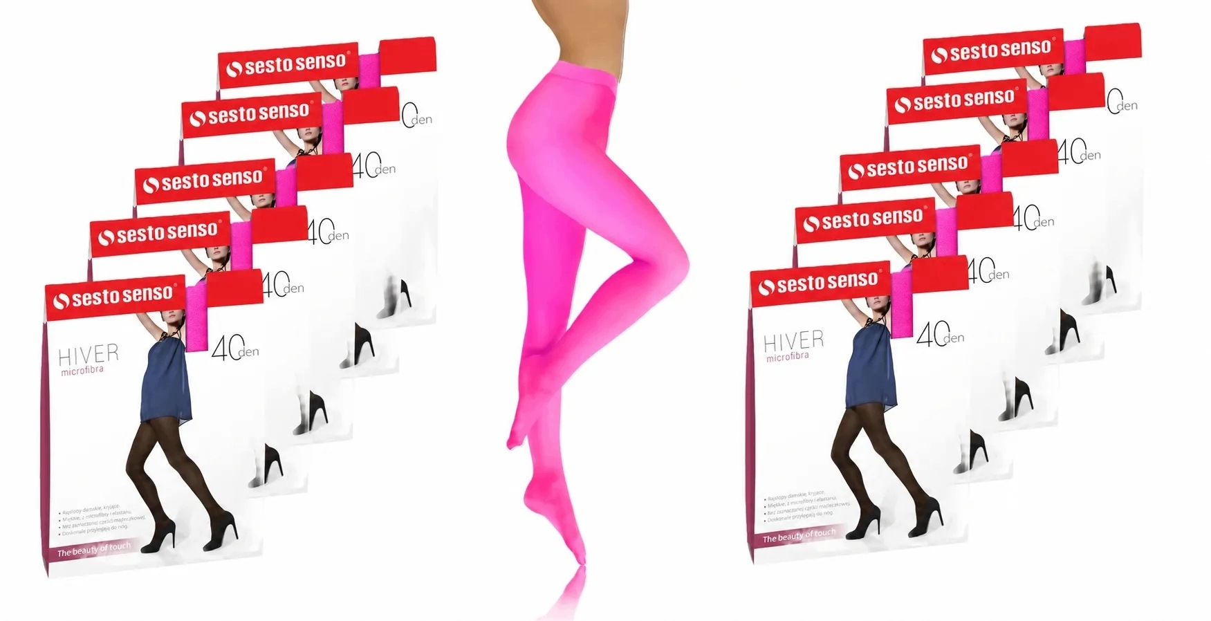 Sesto Senso 10-PAK Punčocháče 40 Den krycí mikrovlákno Hiver Růžový Neon 4