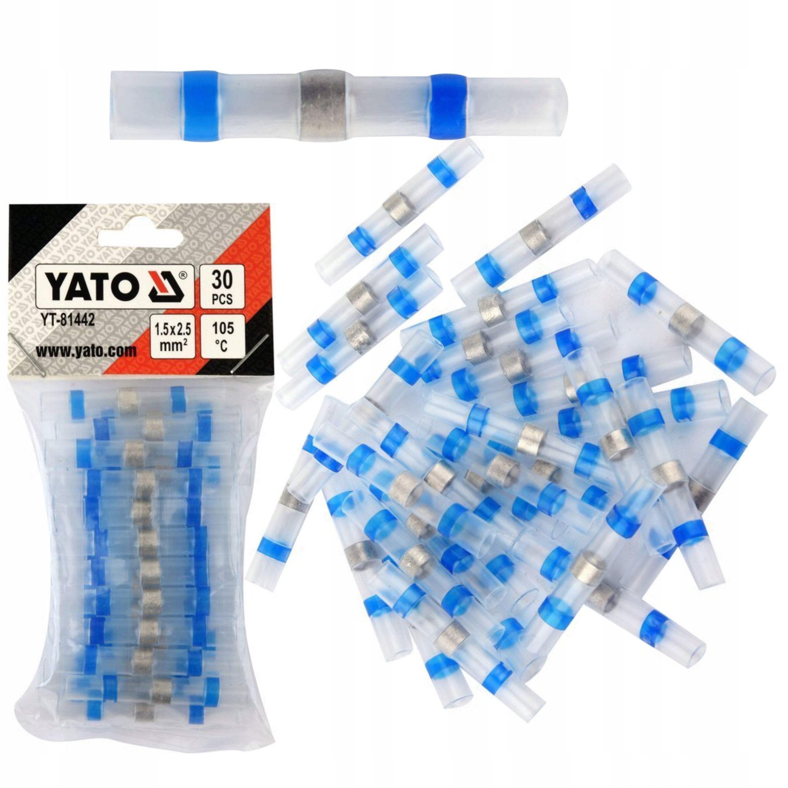 YATO KOMPLET ZŁĄCZKI RURKI KOSZULKI TERMOKURCZLIWE CYNA 30SZTUK YT-81442