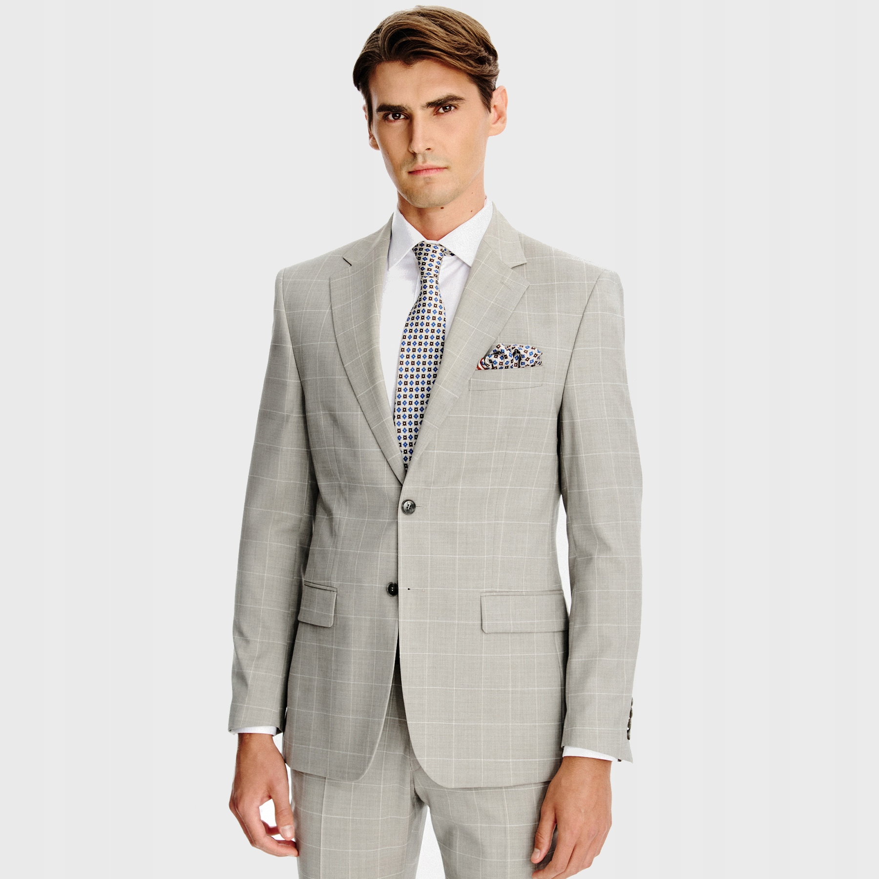 Šedá sako obleková bunda Windowpane Pako Lorente vel