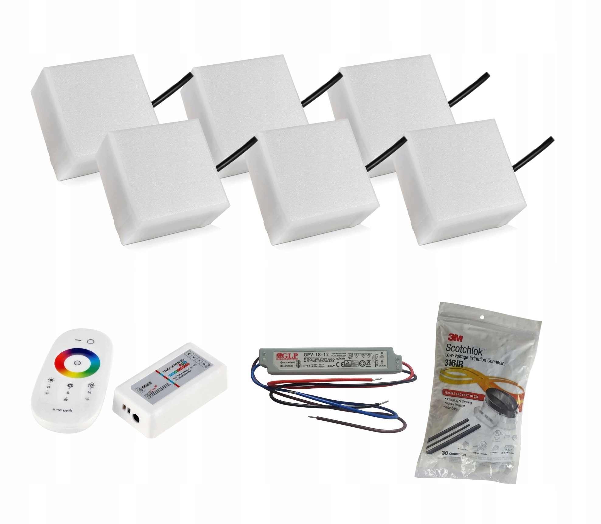 Zestaw 6 X Świecąca Kostka Brukowa Led Rgb 12x12x6 cm