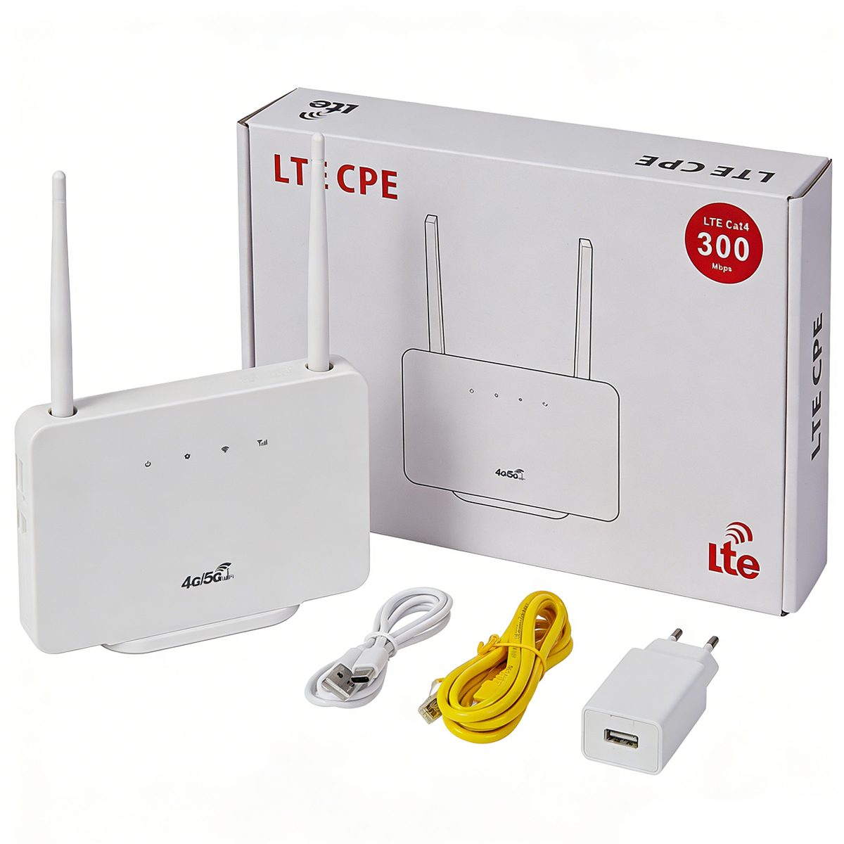 Router 4G CP106-E(biały):modem Lte, 300 Mbit/s, antena zewnętrzna, slot Sim