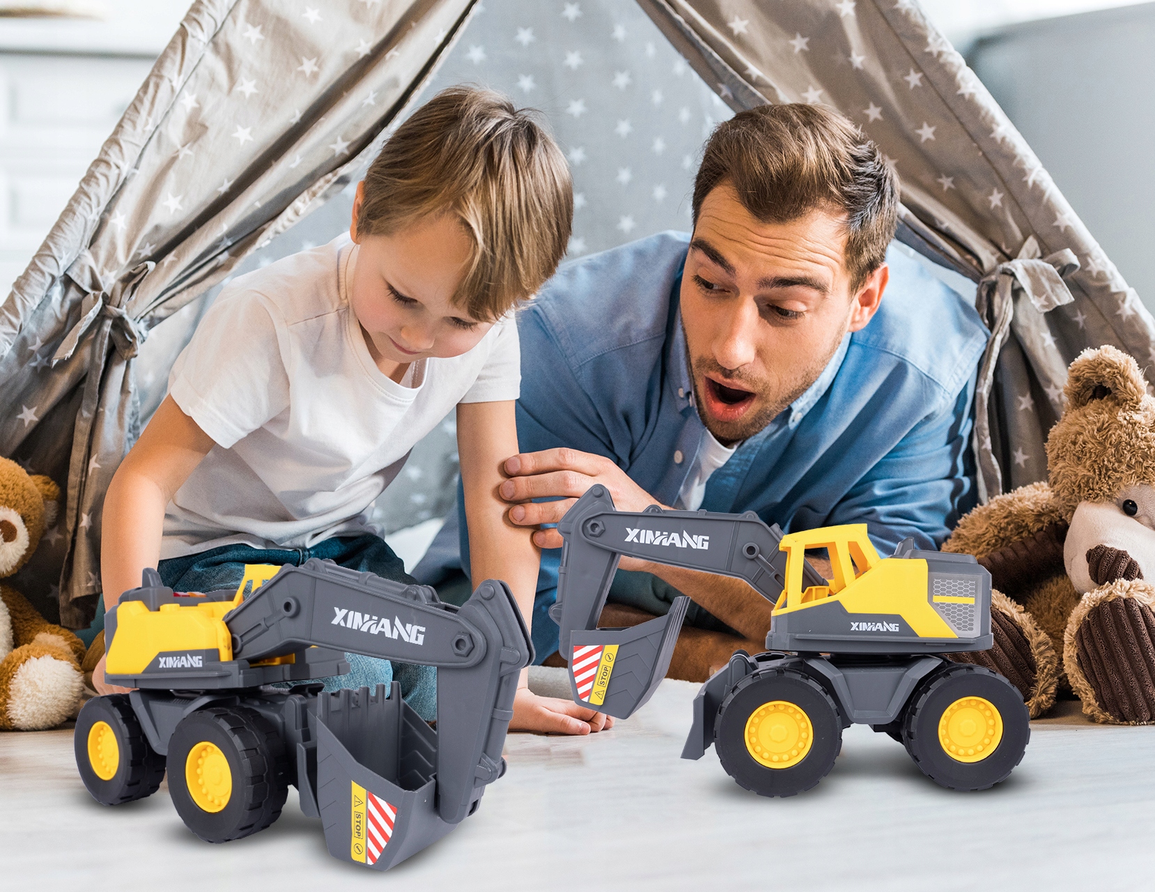 KOPARKA SPYCHACZ AUTO BUDOWLANE Z NAPĘDEM ŚWIATŁO DŹWIĘK DLA DZIECI Wiek dziecka 3 lata +