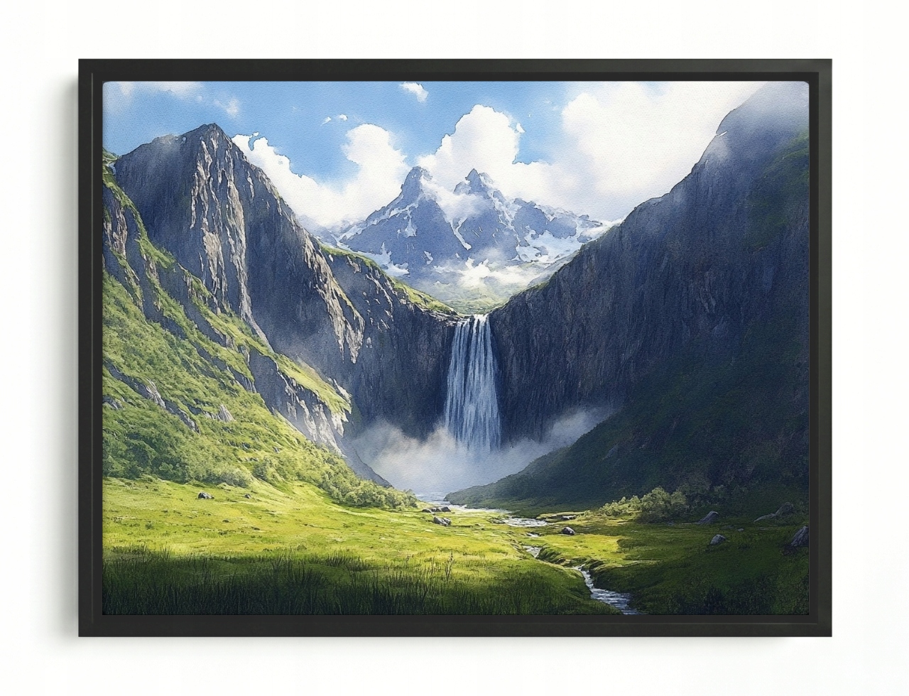 Obraz Rám Americký Box Krajina Hory Vrcholy Panorama Vodopád Řeka 80x60