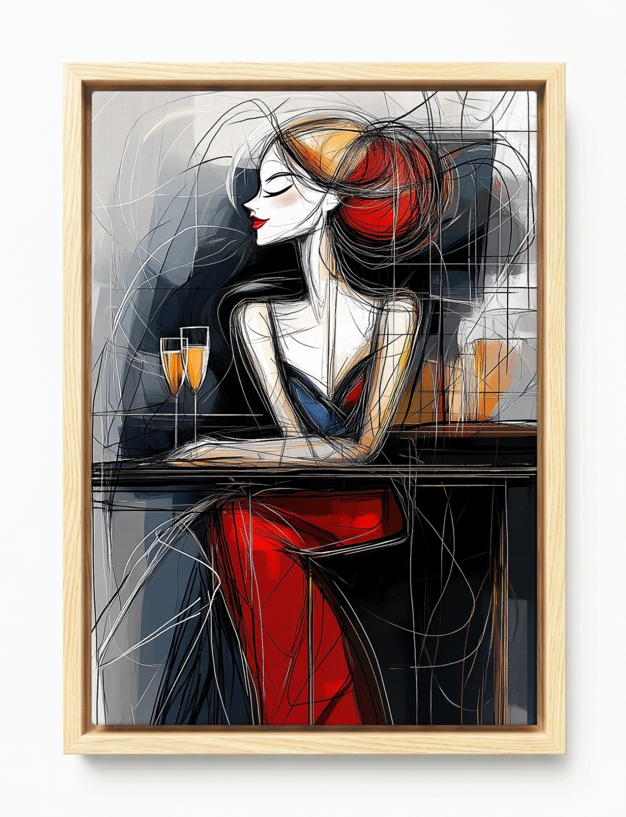 Rám Na Obraz Americká Krabička Portrét Žena Šampaňské Setkání Art Deco 40x60