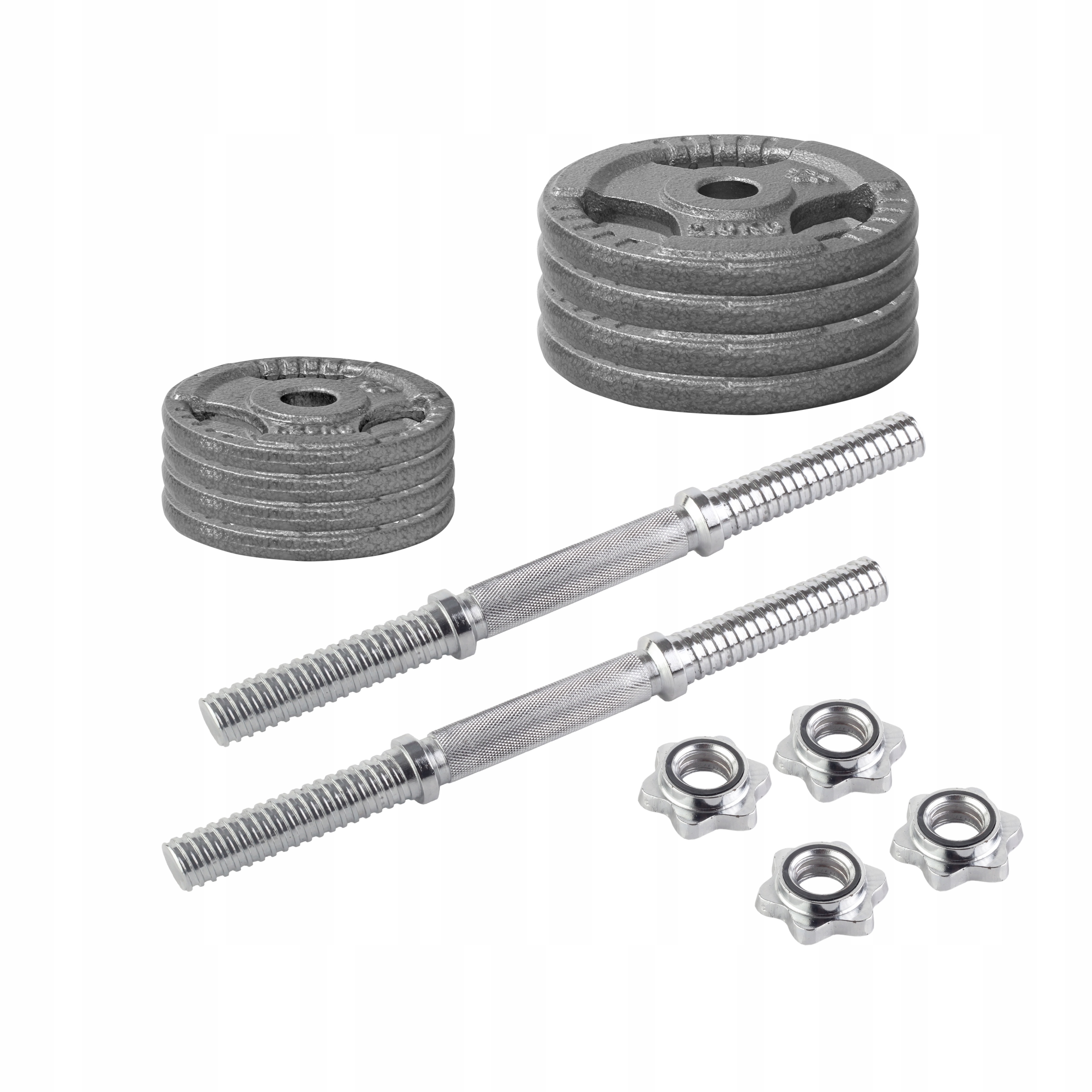 HRD SYSTEM REGULOWANE HANTLE ŻELIWNE ZESTAW 2 x 10 kg GRYF + ZACISKI Łączna waga 20 kg