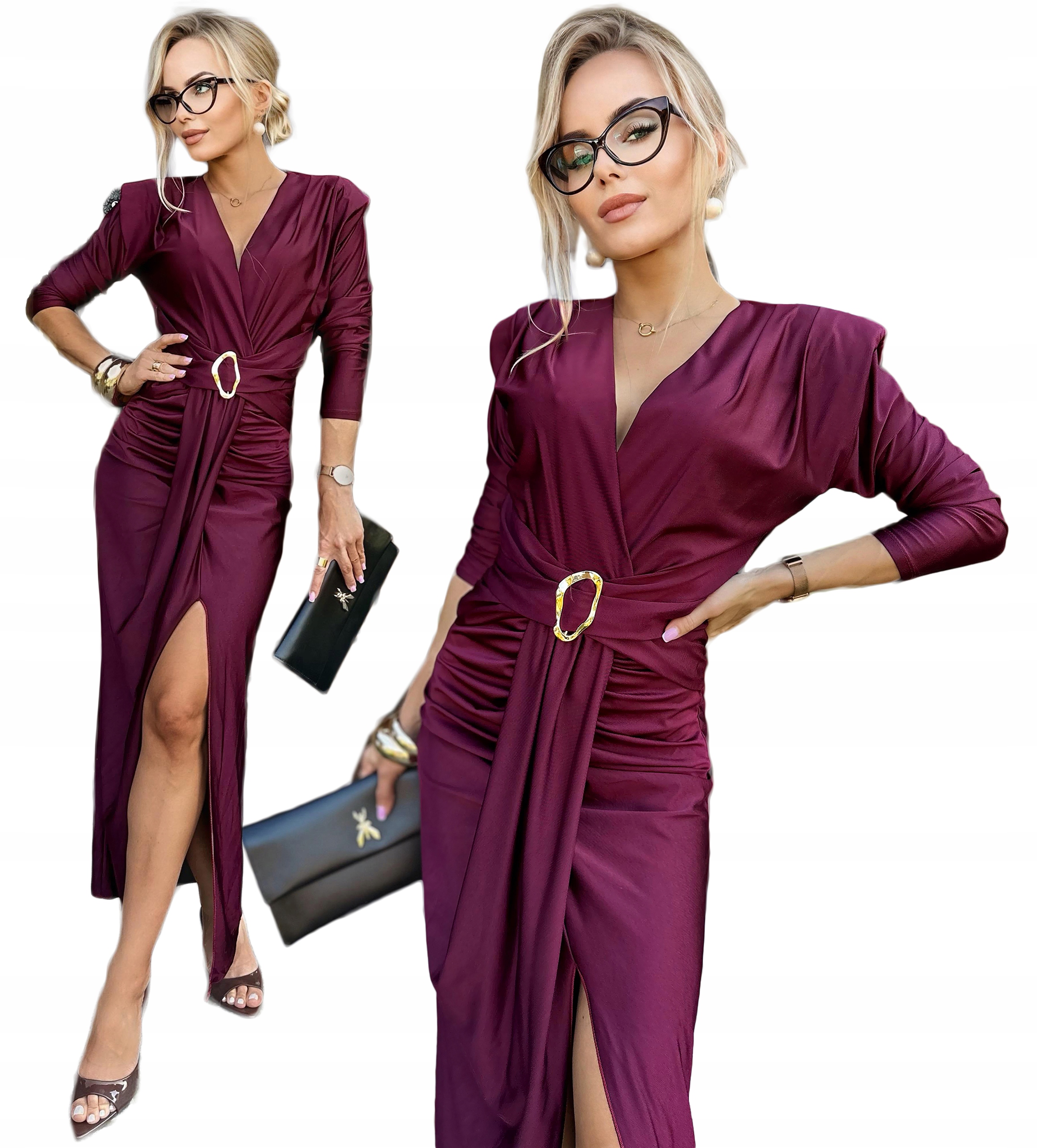 Bordó elegantní Šaty Dámské maxi zavinovací výstřih svatební hostina Karla