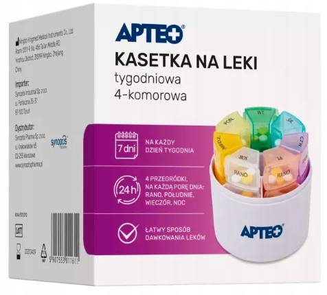

Kasetka Na Leki tygodniowa 4 komorowa Apteo 1szt