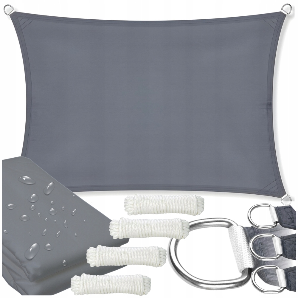 Żagiel markiza przeciwsłoneczna wodoodporny uv ciemny szary do ogrodu 4x3 m