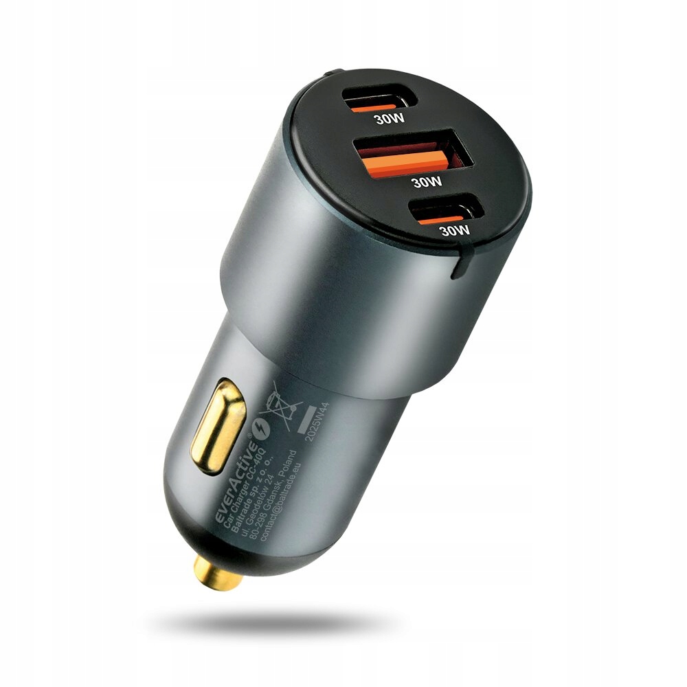 Everactive Ładowarka Samochodowa 1 X Usb QC3.0, 2X Usb-c Pd 60W Czarna CC-4