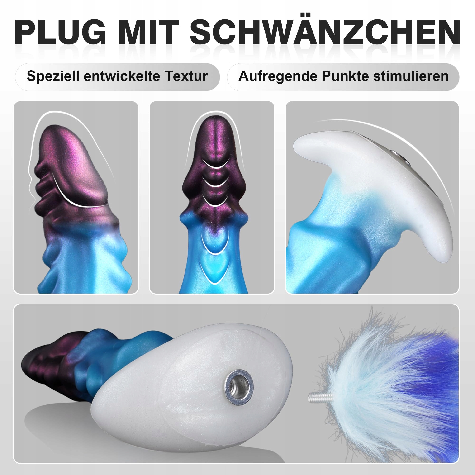 FURRY TAIL Zestaw Silikonowych Korków Analnych z Ogonem do Cosplay Petplay — miniatura 4