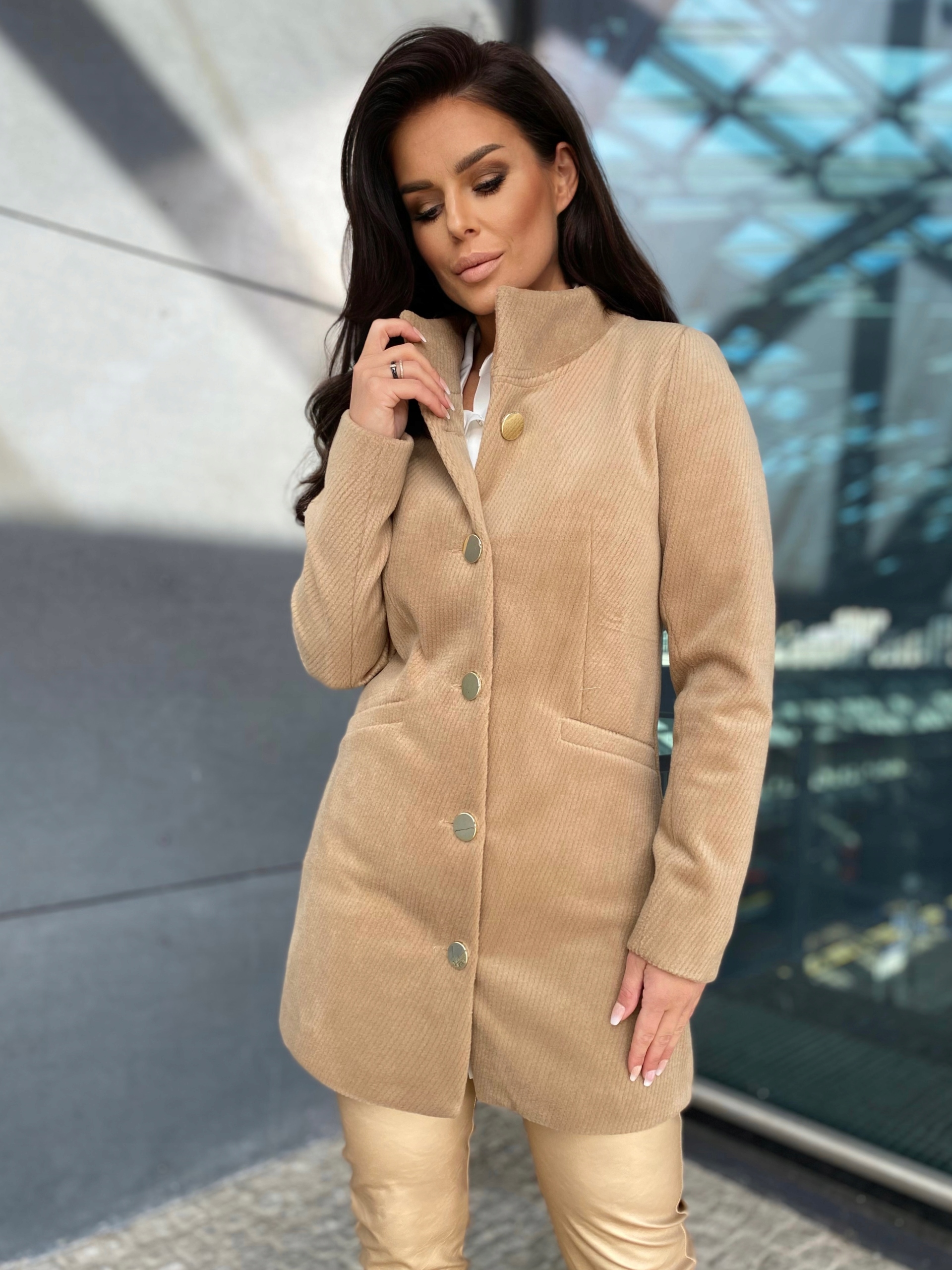 PŁASZCZ DAMSKI KURTKA WIOSENNY JESIENNY OCIEPLANY CIEPŁY KAR PRĄŻEK 50 5XL Marka inna