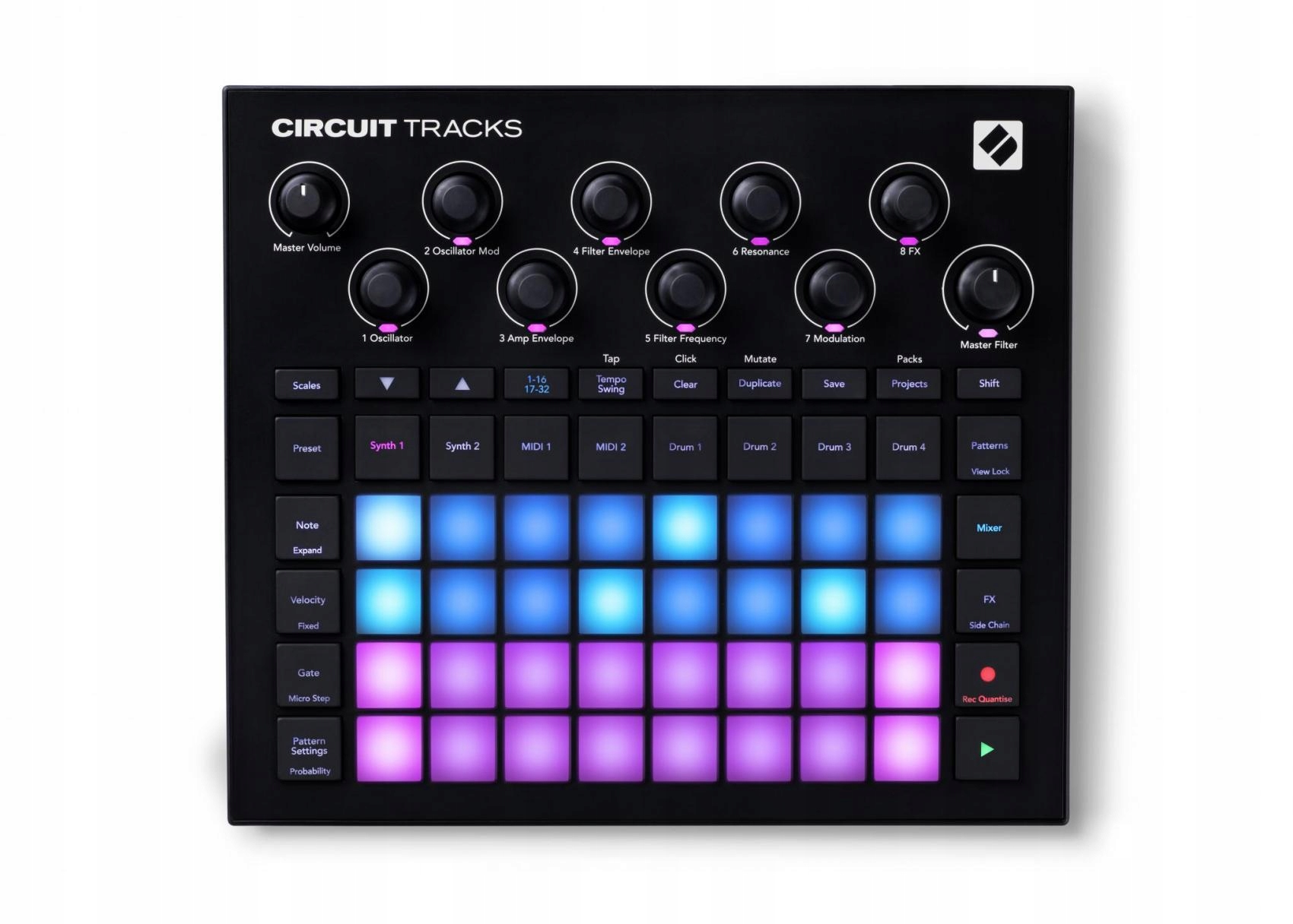 Syntezátor Novation Kruhové stopy
