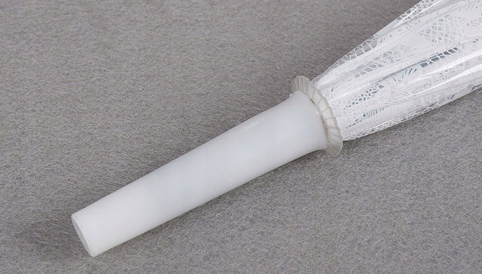 Duży parasol biały ślubny sesja koronka, falbanka Rodzaj długi XL