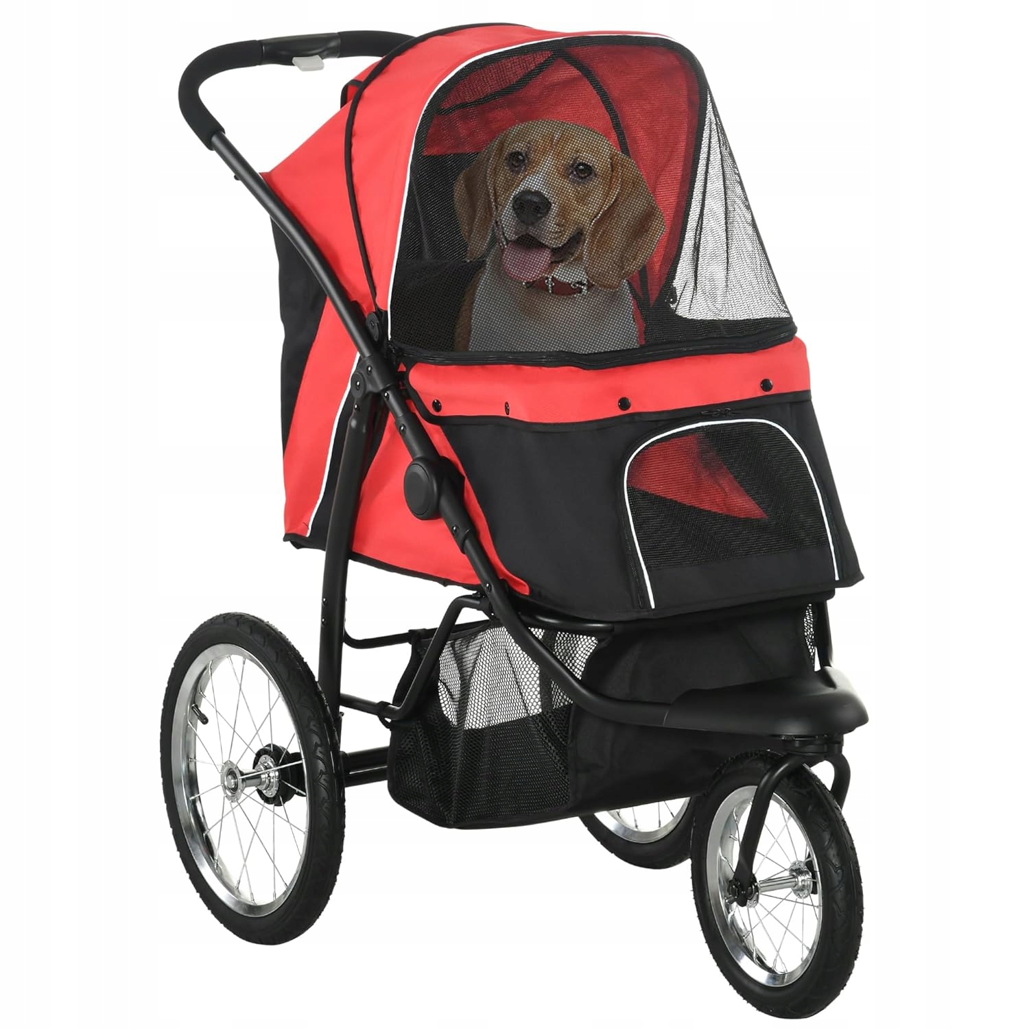 Kočárek pro psa kočku, kočárek, přepravka, skládací, červený, PawHut do 20 kg