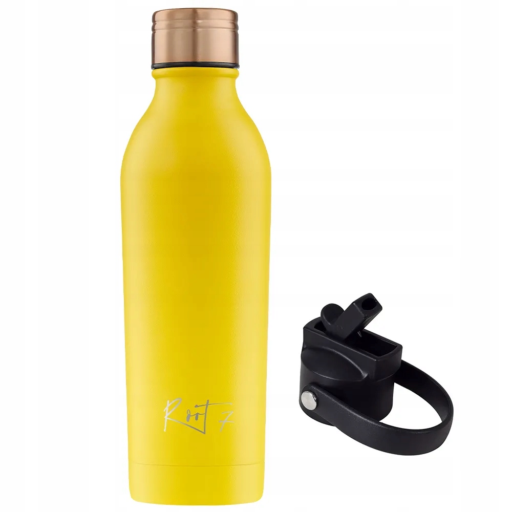 Termoláhev a zátka s brčkem z nerezové oceli Žlutá 500 ml