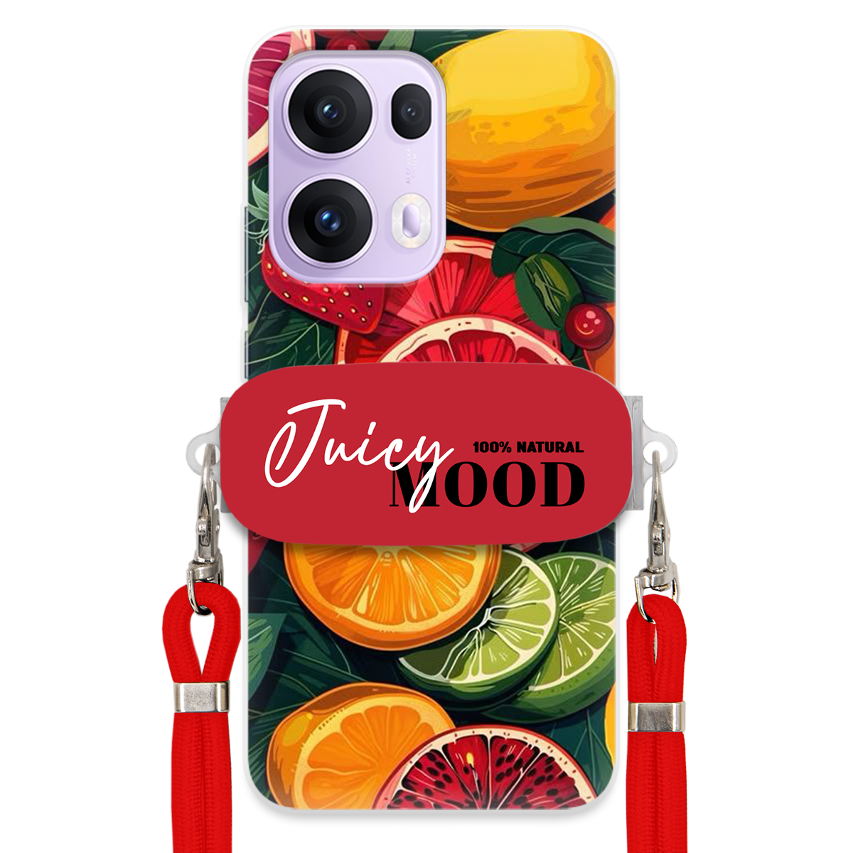 Pouzdro pro Oppo Reno 13 Pro 5G Červené vodítko Držák Fruit Ovoce Juice Mood