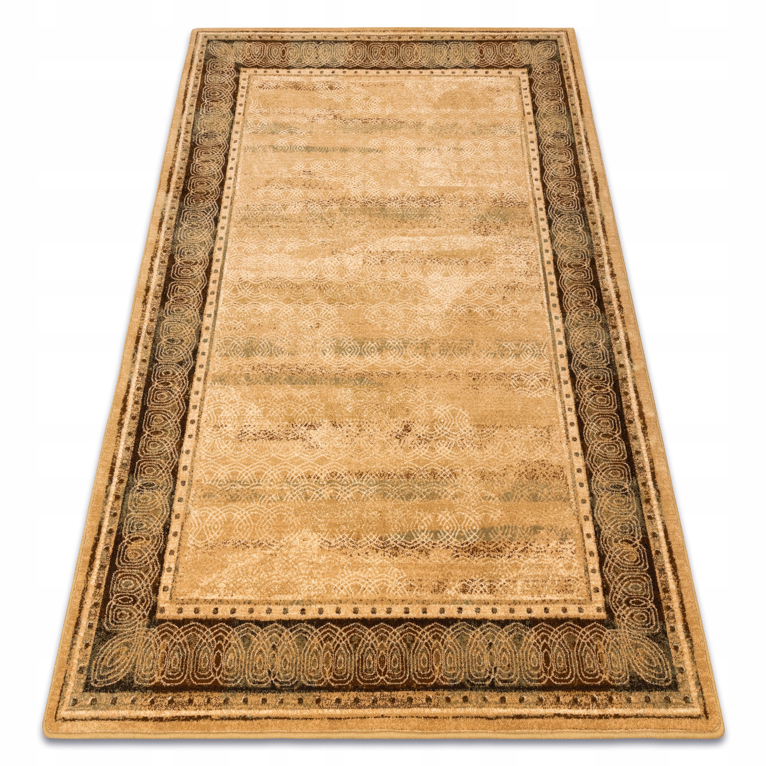 Dywan Omega 100x150 Lava miód Wełna Ramka Ornament Klasyk #OM375
