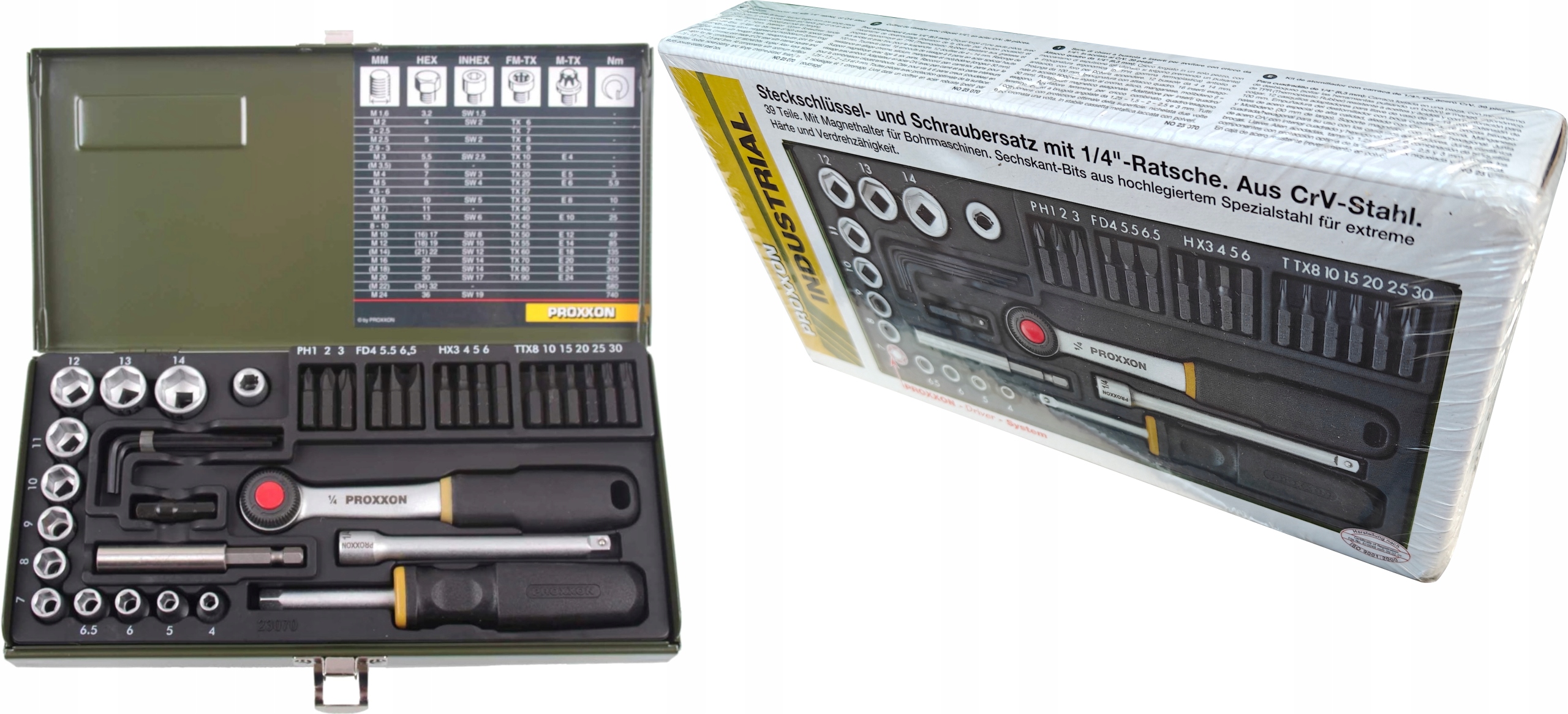 Zestaw Gniazd Proxxon Industrial No 23 070 23070 39 Elementów Z Grzechotką