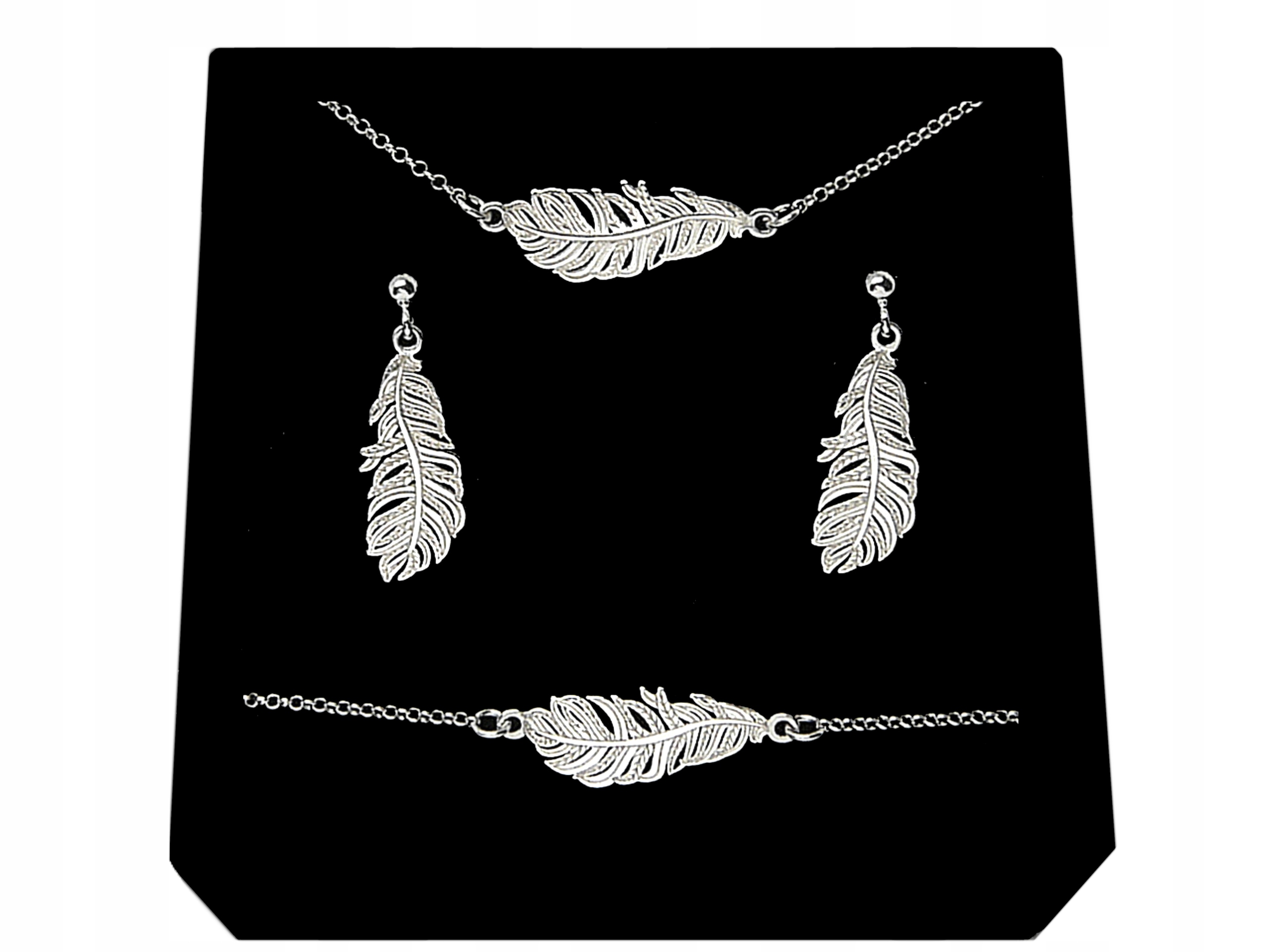 

Srebrny Komplet Biżuterii Pióro Piórko srebro 925