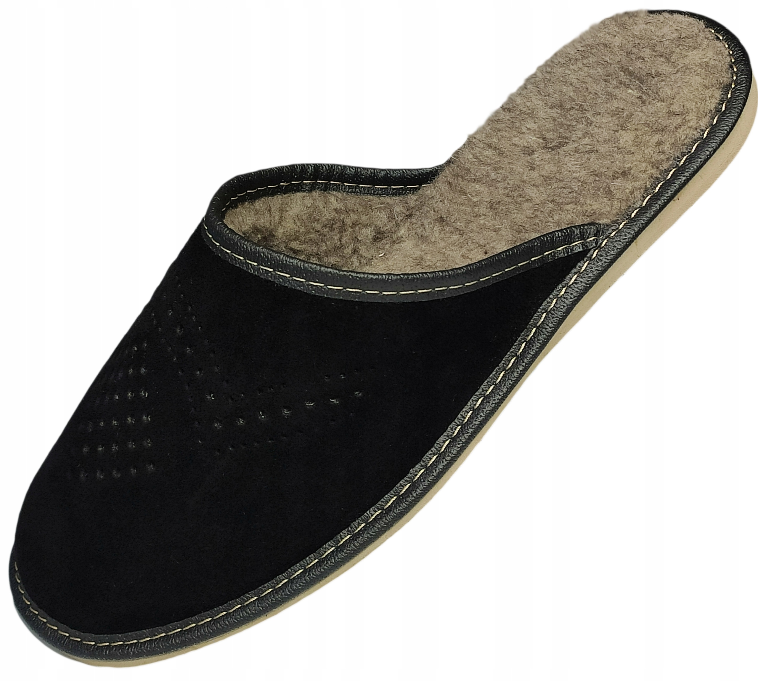 

Kapcie Skórzane Ciepłe Pantofle Laczki Wełniane