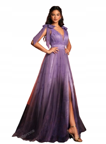 Shein Fialové Dlouhé Šaty S Mašličkami 40/42 1HK