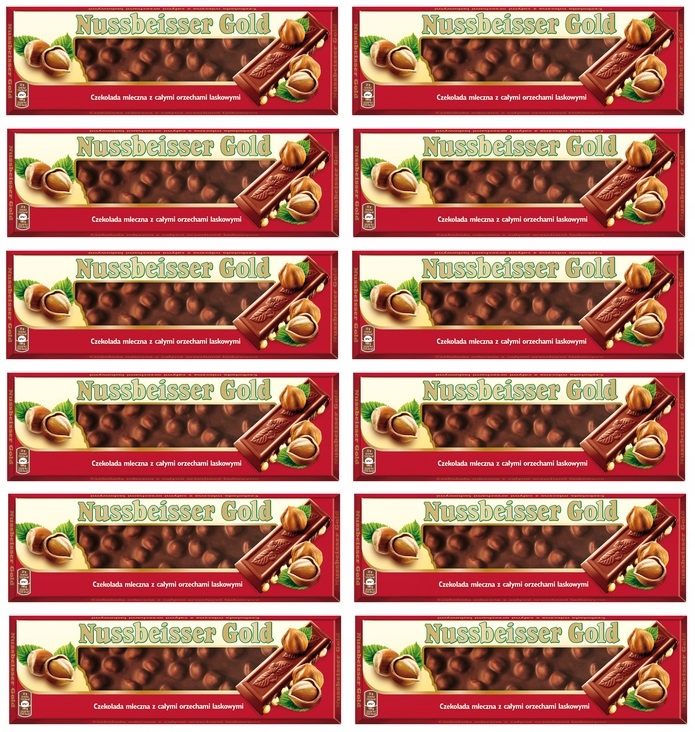 Levně 12 x 220 g Nussbeisser Gold čokoláda s ořechy Karton