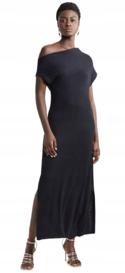 Karen Millen Černá Šaty Asymetrický Výstřih Pro Nízké Kašmíry S B1F