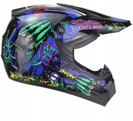 Kask Motocyklowy Młodzieżowy Na Motor Crossa Quada Graffiti b/cz r.XL