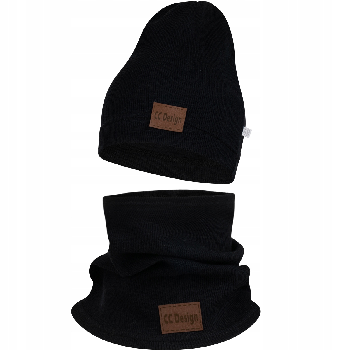 

Komplet Dziecięcy Czapka Komin Prążek czarny 48-52