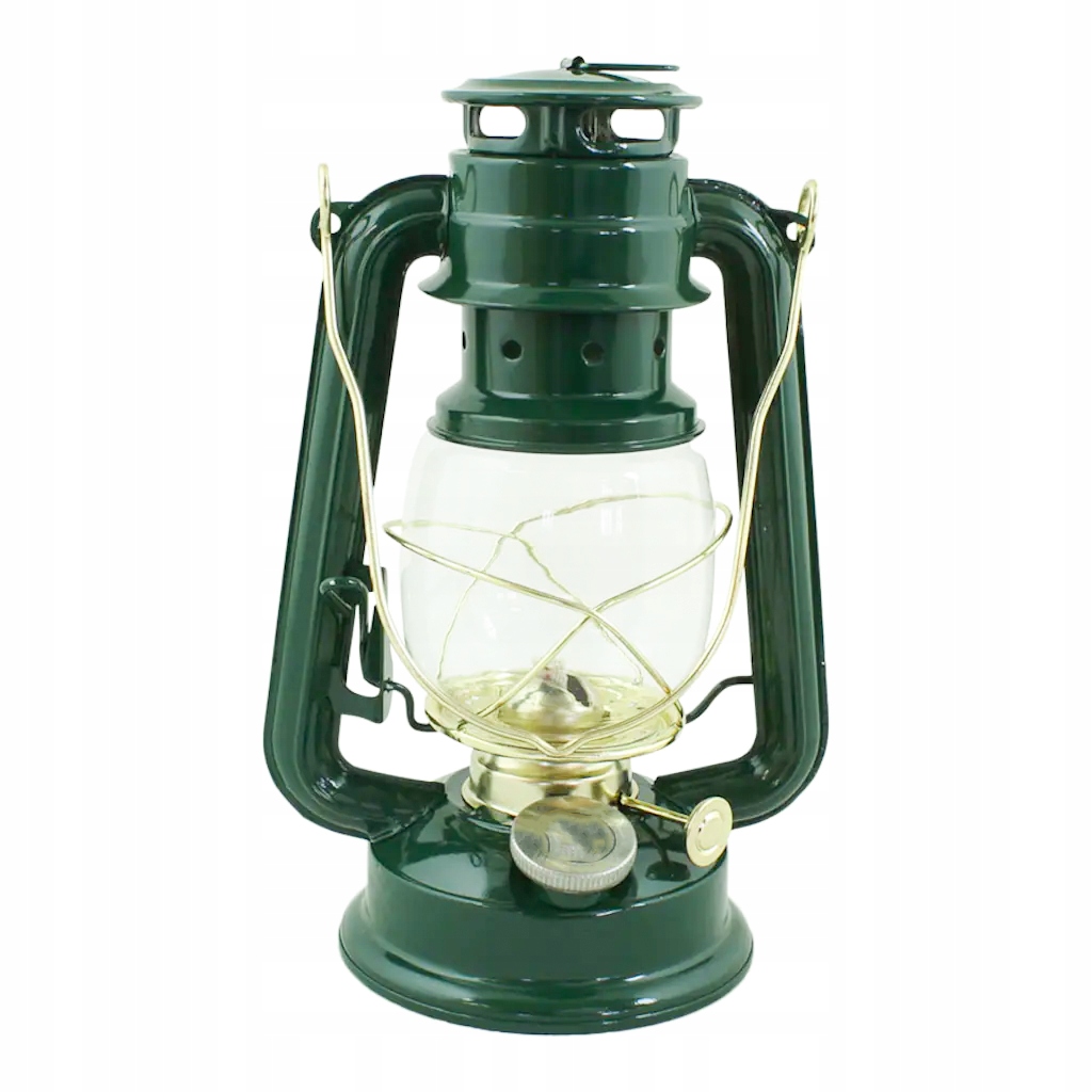 

Lampa Naftowa metal szkło Zielona knot