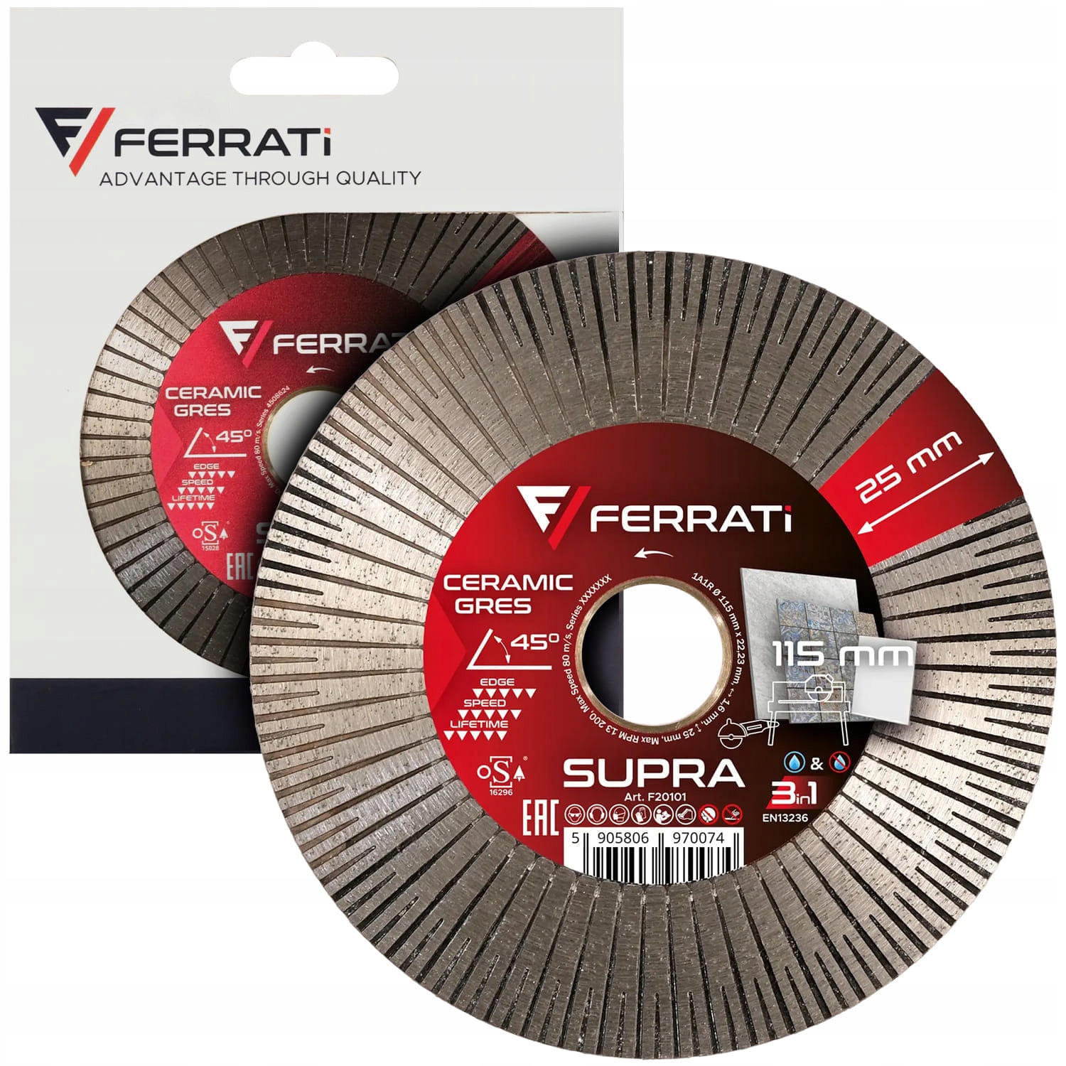 Ferrati Tarcza Diamentowa Tnąca I Szlifująca Supra Ø 115MM x 22,23MM 3in1