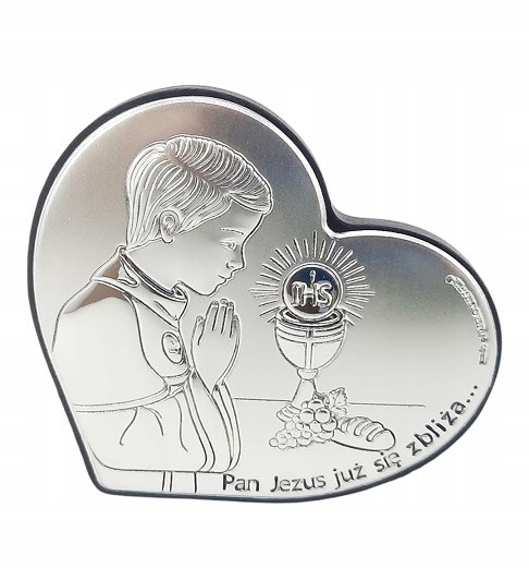 Stříbrný Obrázek/památka Prvního Svatého Přijímání Pro Chlapce Srdce