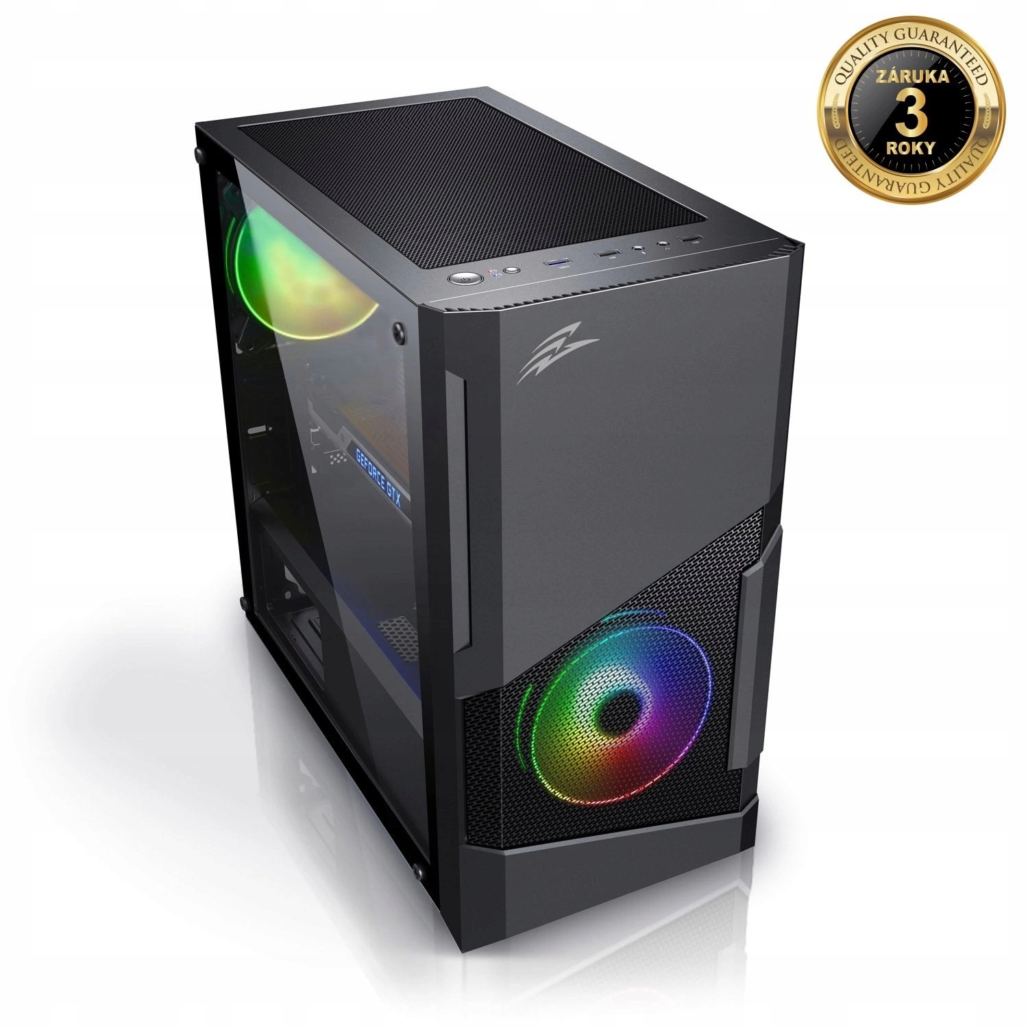 Evolveo M5, skříň mATX, 2x Rgb ventilátor, sklo