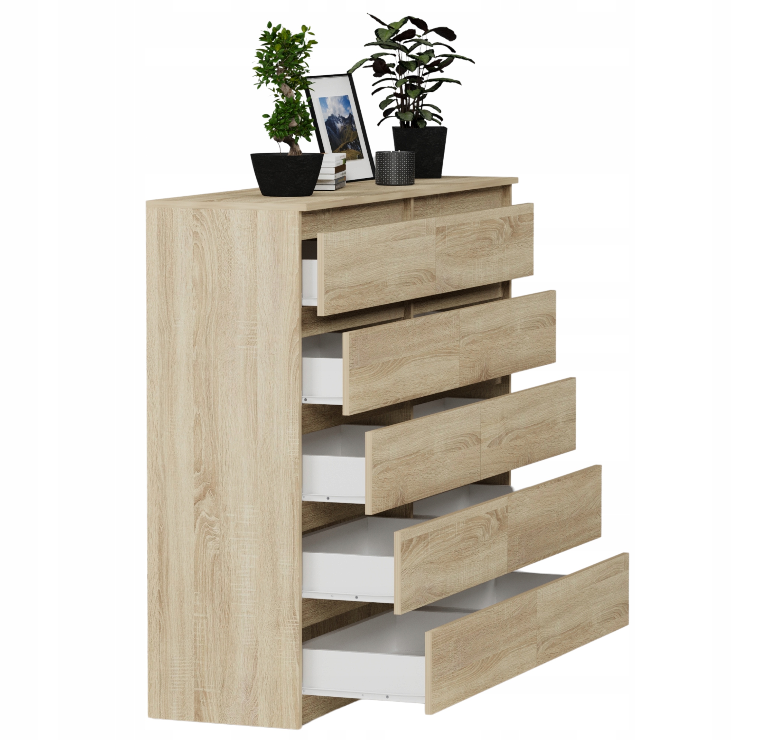 Nowoczesna KOMODA 140CM SZAFKA 10 SZUFLAD SONOMA