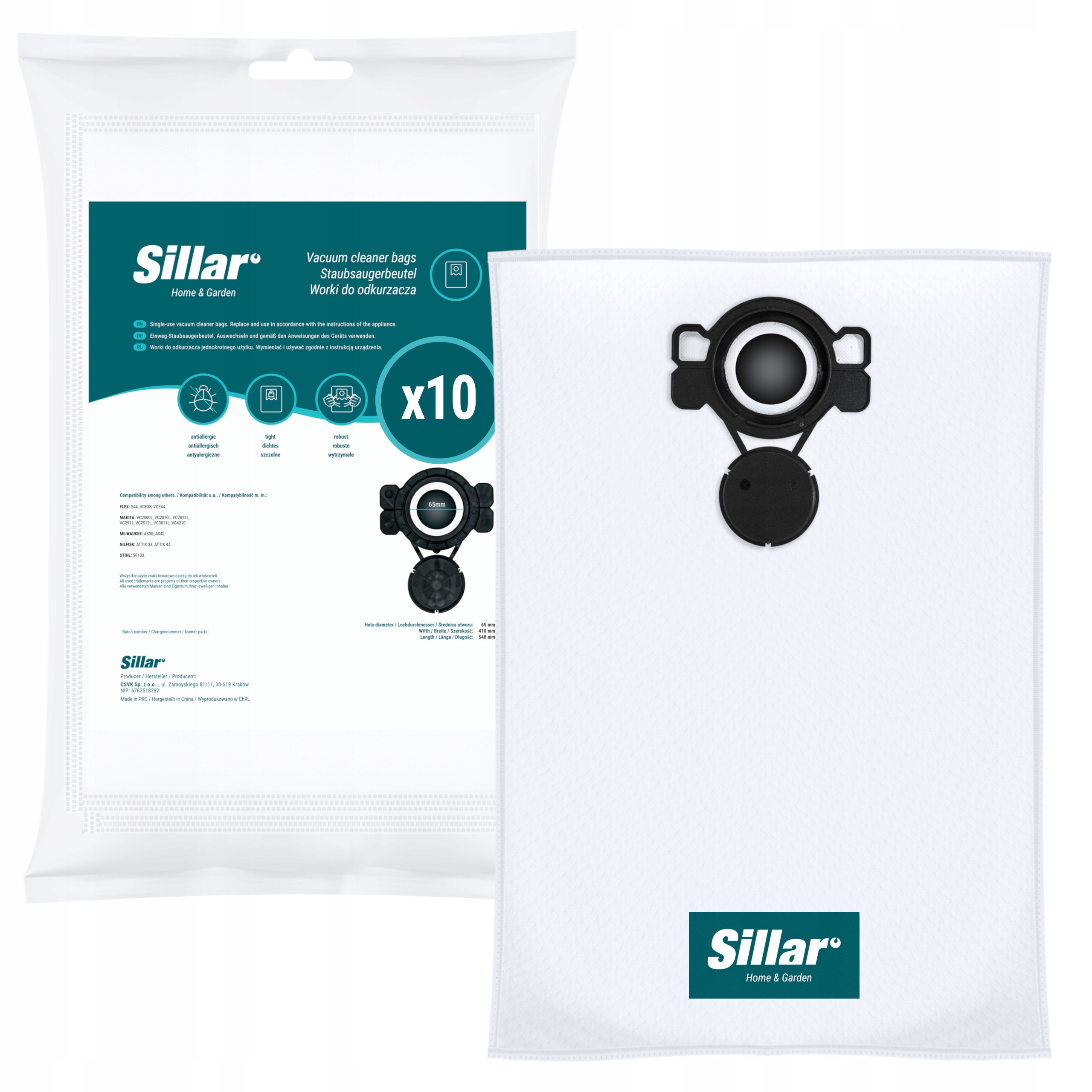 Worki Sillar do Makita VC2010L VC2012L VC3011L VC2511 VC2512L 10szt