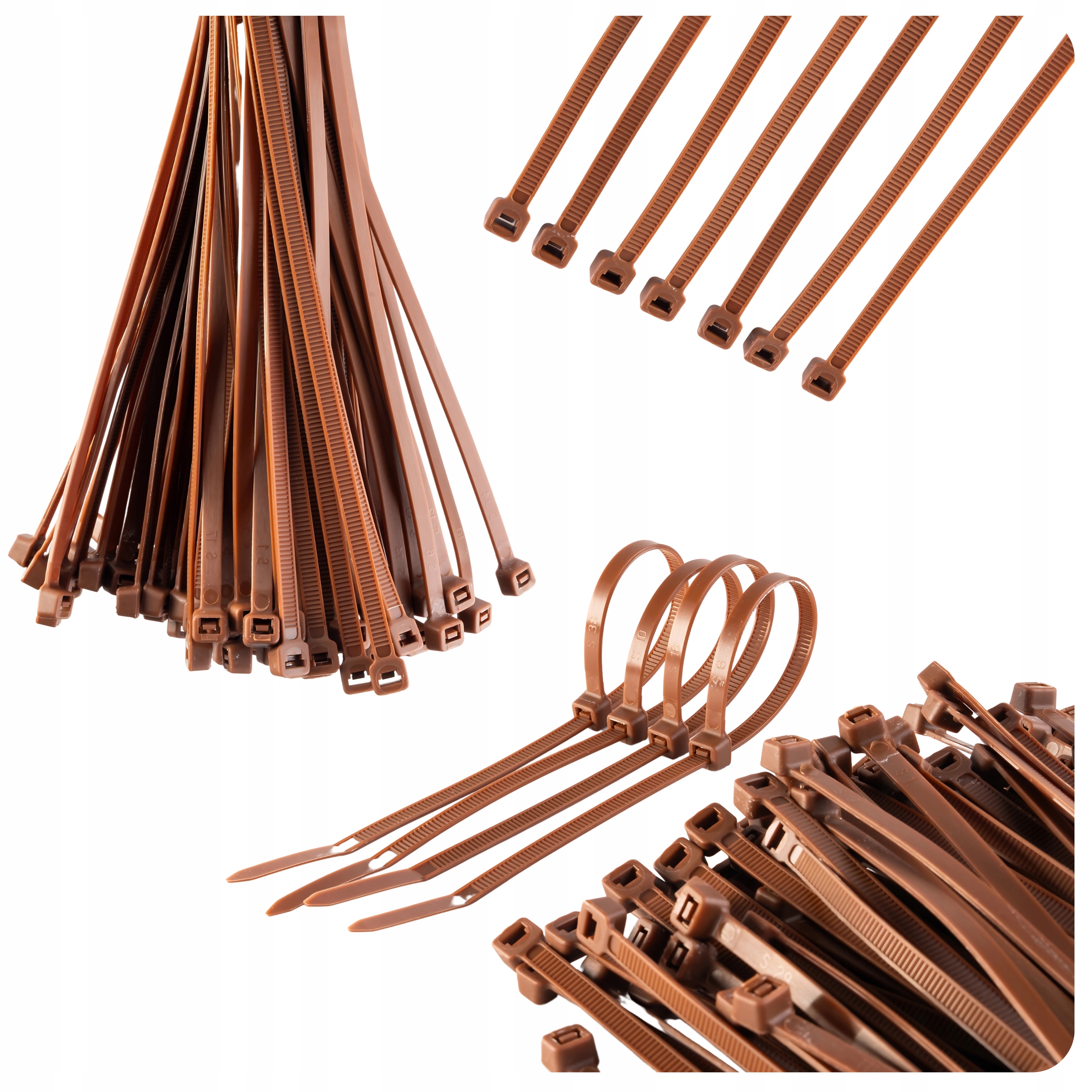 Opaski zaciskowe brązowe 3,6x200 mm, trytytki, opaski kablowe