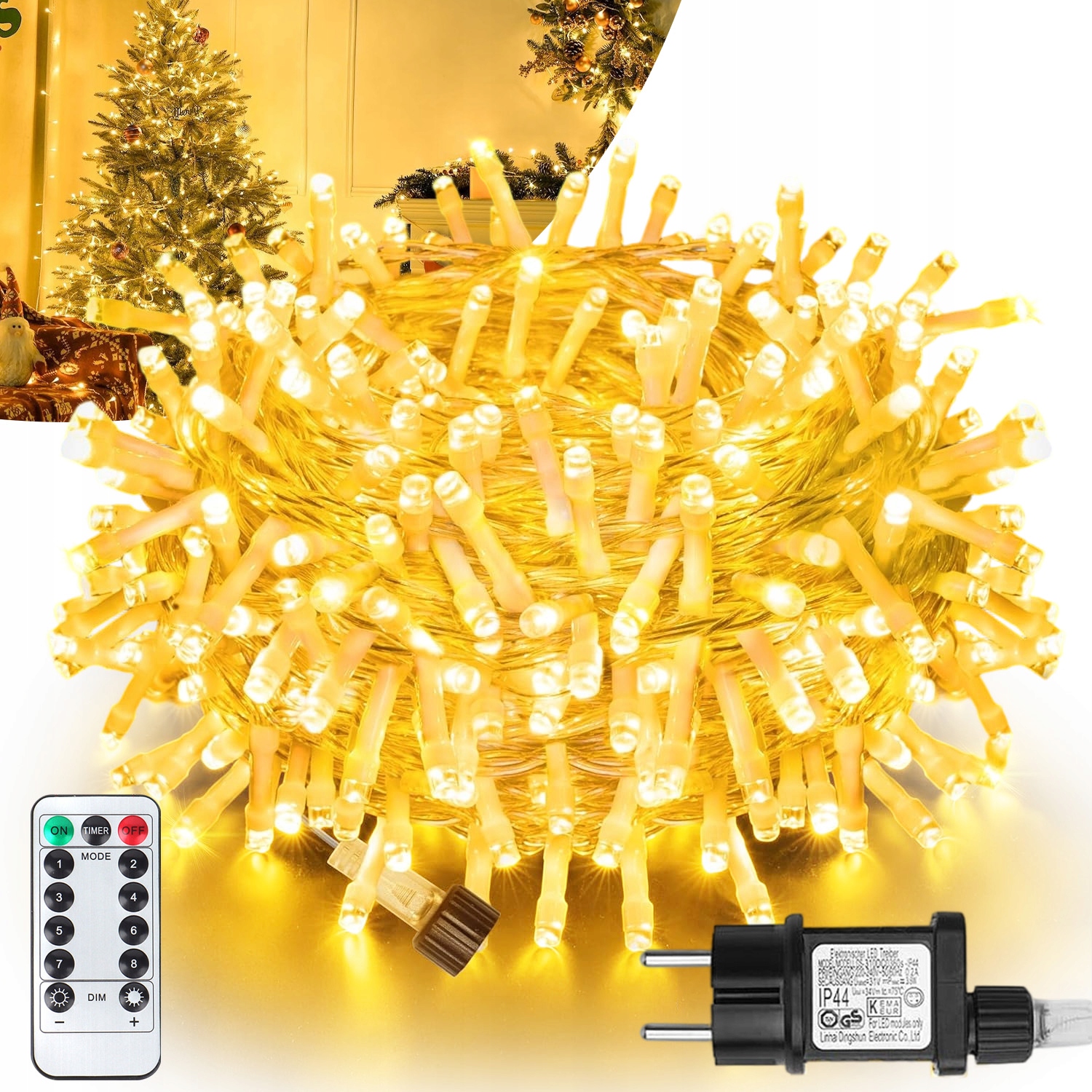 Zahradní Girlanda Led Lampy 68M Dálkový Ovladač Teplá Barva Vodotěsná