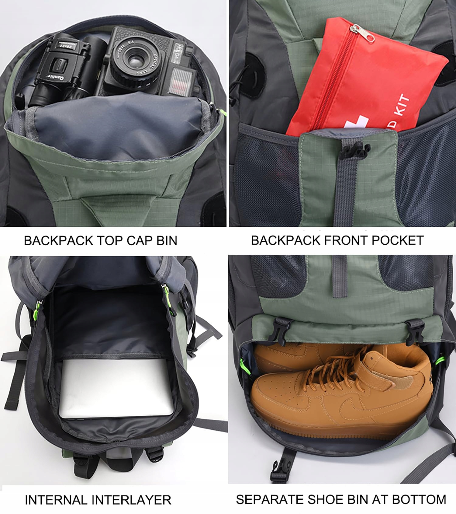 Bseash 50L Lekki Wodoodporny Plecak Turystyczny, Outdoor GOLD — miniatura 3