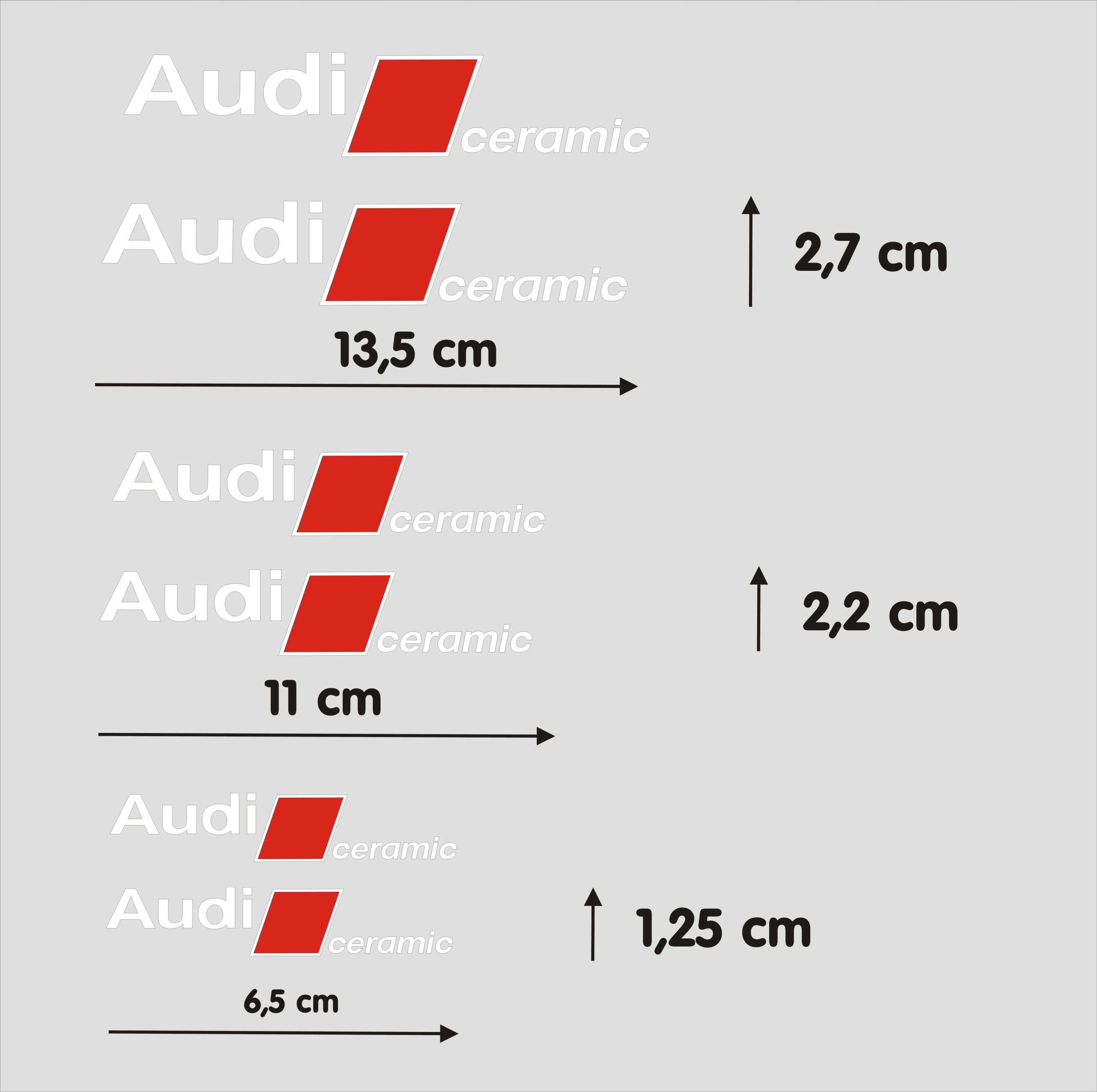 Audi Ceramic 6 Naklejek Na Zaciski Hamulcowe Przód Tył Hi Temp 8 Lat Białe