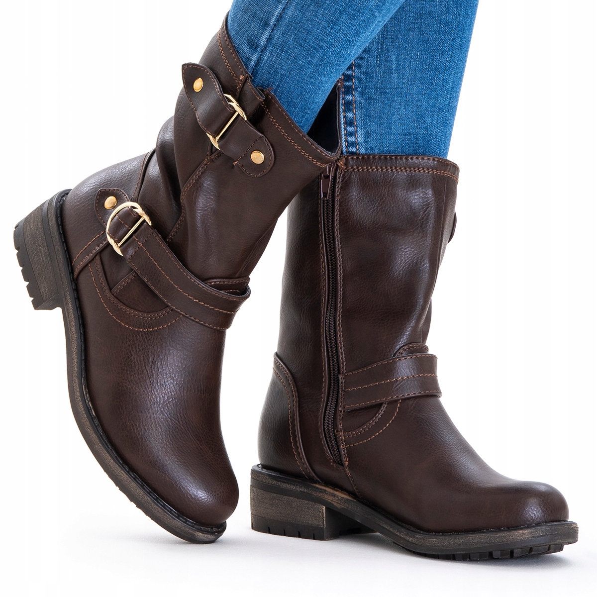 

Kozaki botki ocieplane Suwak miękkie Niki