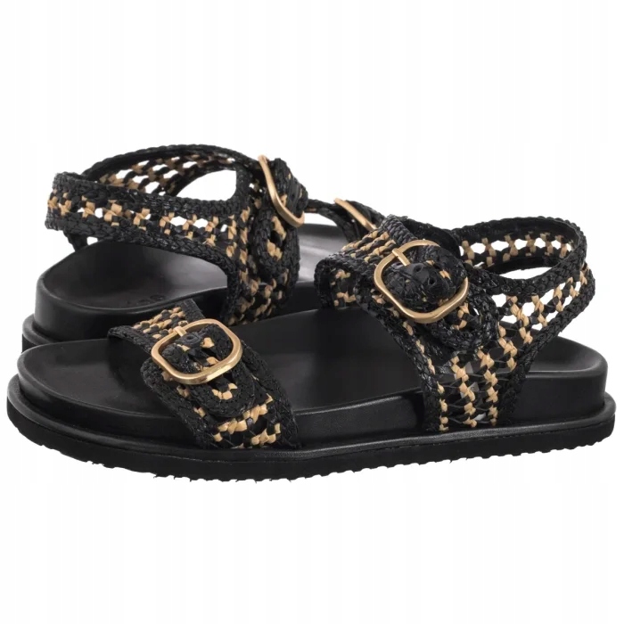 Letní boty Dámská obuv Sandály Wojas Černé Kožené 76242-80