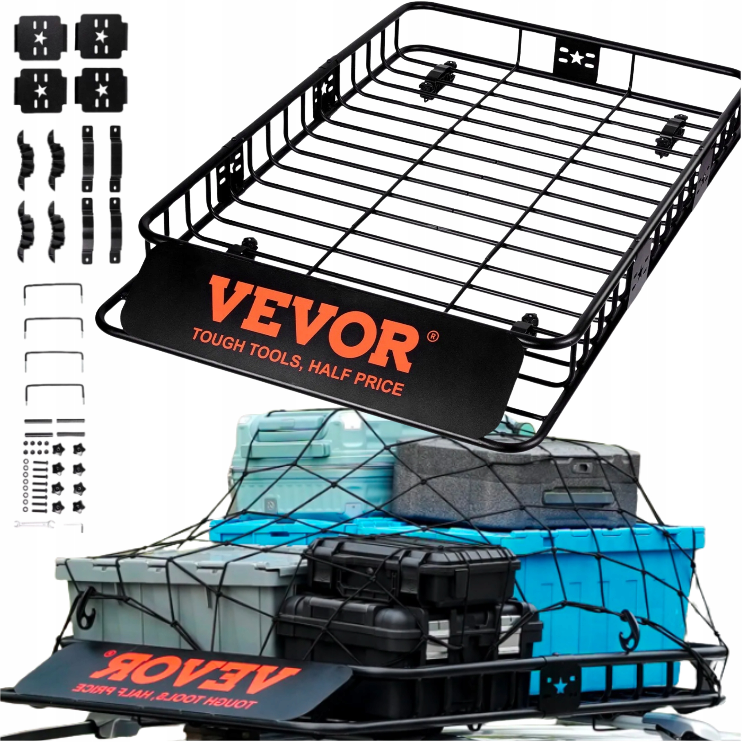 Střešní nosič na relingy s krytem na střechu Univerzální koš 163x99 Cm