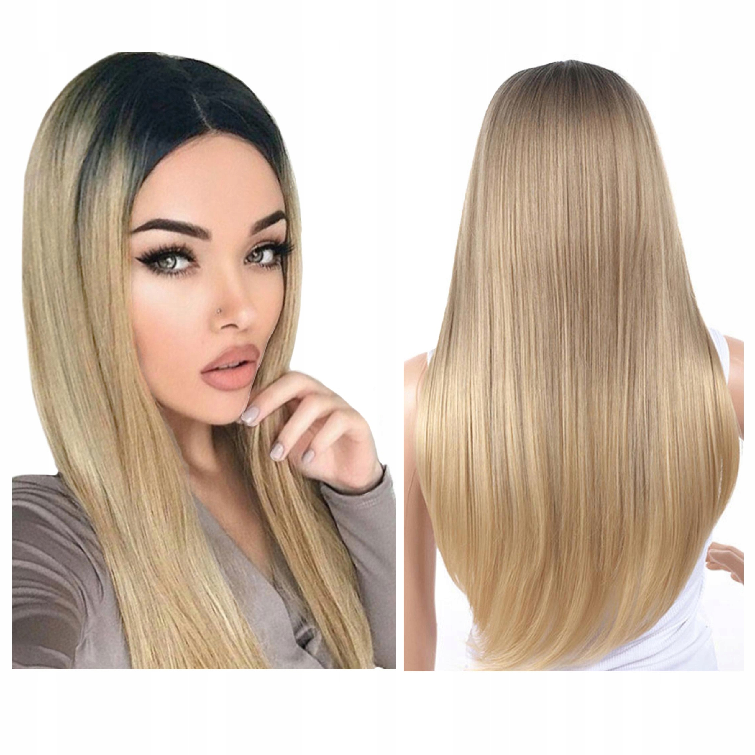 

Peruka długie proste włosy Blond ombre