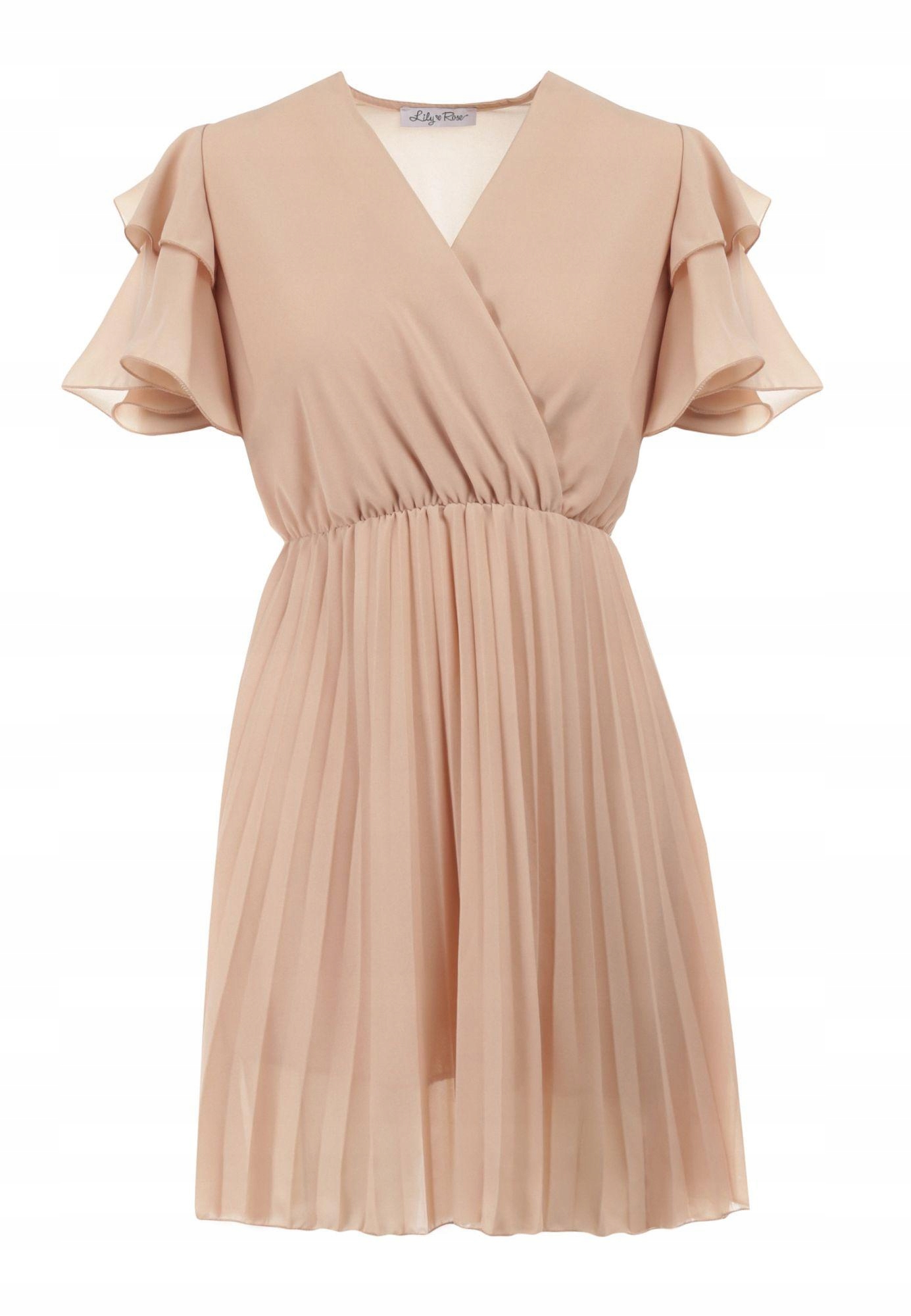 

Renee Beżowa Sukienka damska S/m Z gumką w talii