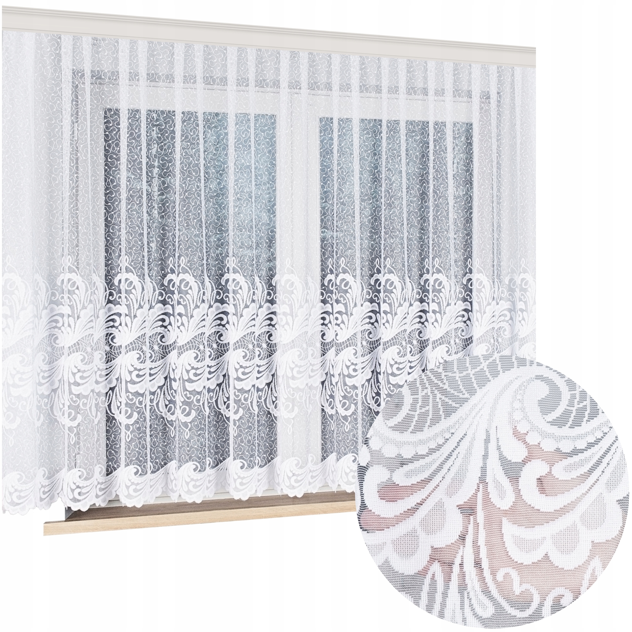 Hotová Záclona Bílá Žakárová Na Pásku Bez Žehlení 800x140 do Pokoje