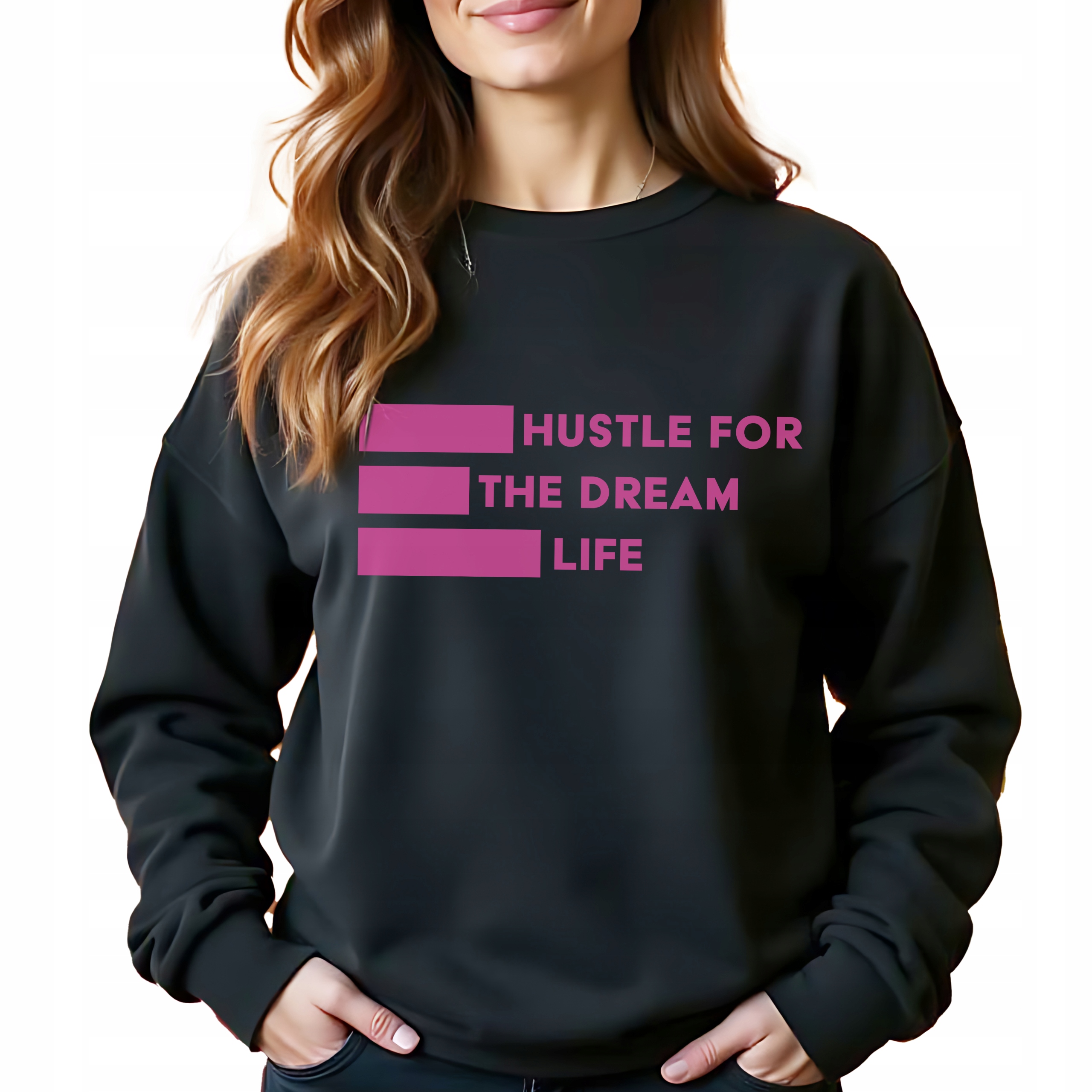 Černá bavlněná Mikina Hustle For The Dram Life Stylový Dárek Velikost L