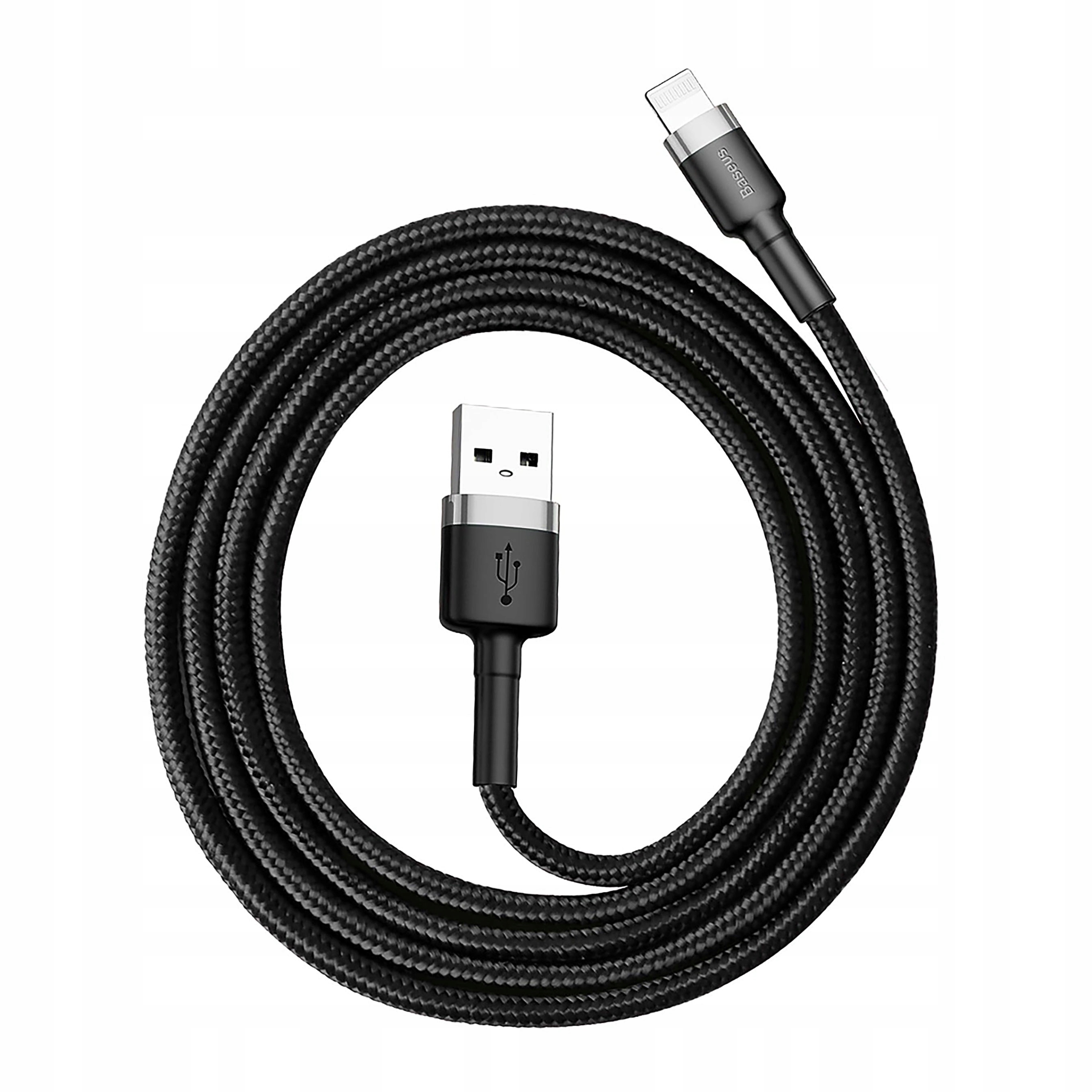 Kabel Baseus Cafule Usb-a Lightning 2.4A Qc 3.0 1 m czarno-szary