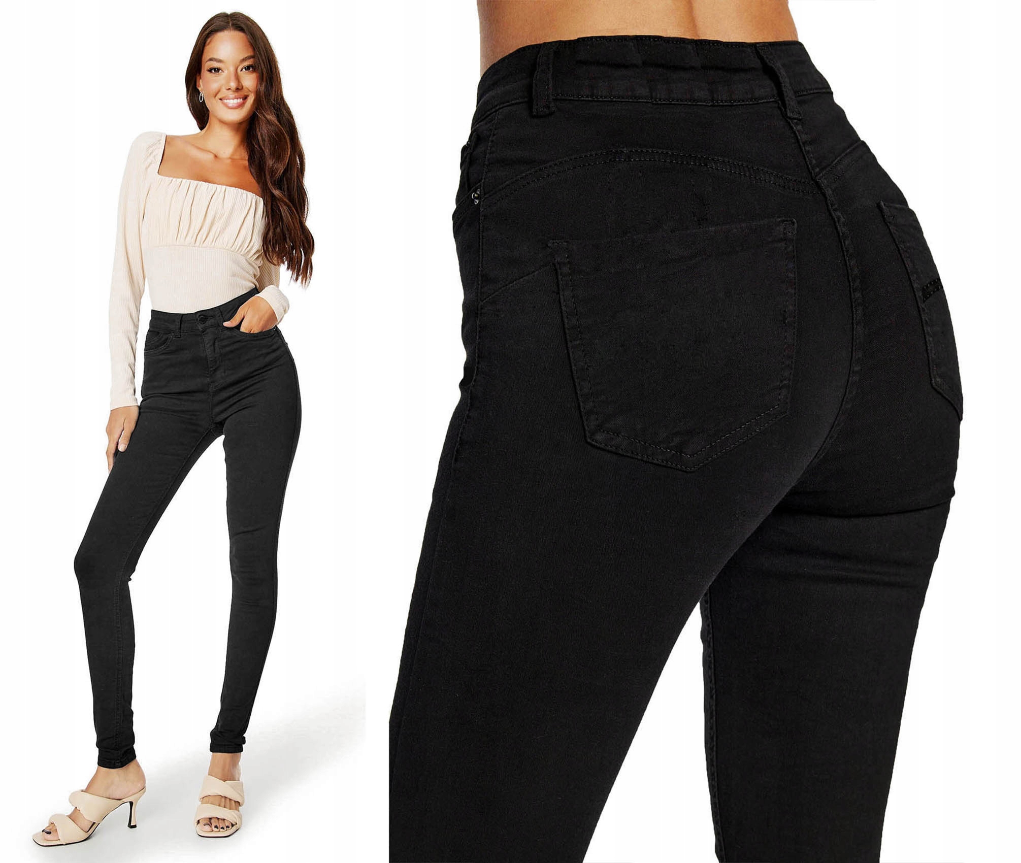 Zateplené Černé Džíny Elastické Dámské Teplé Klasické Na Zimu